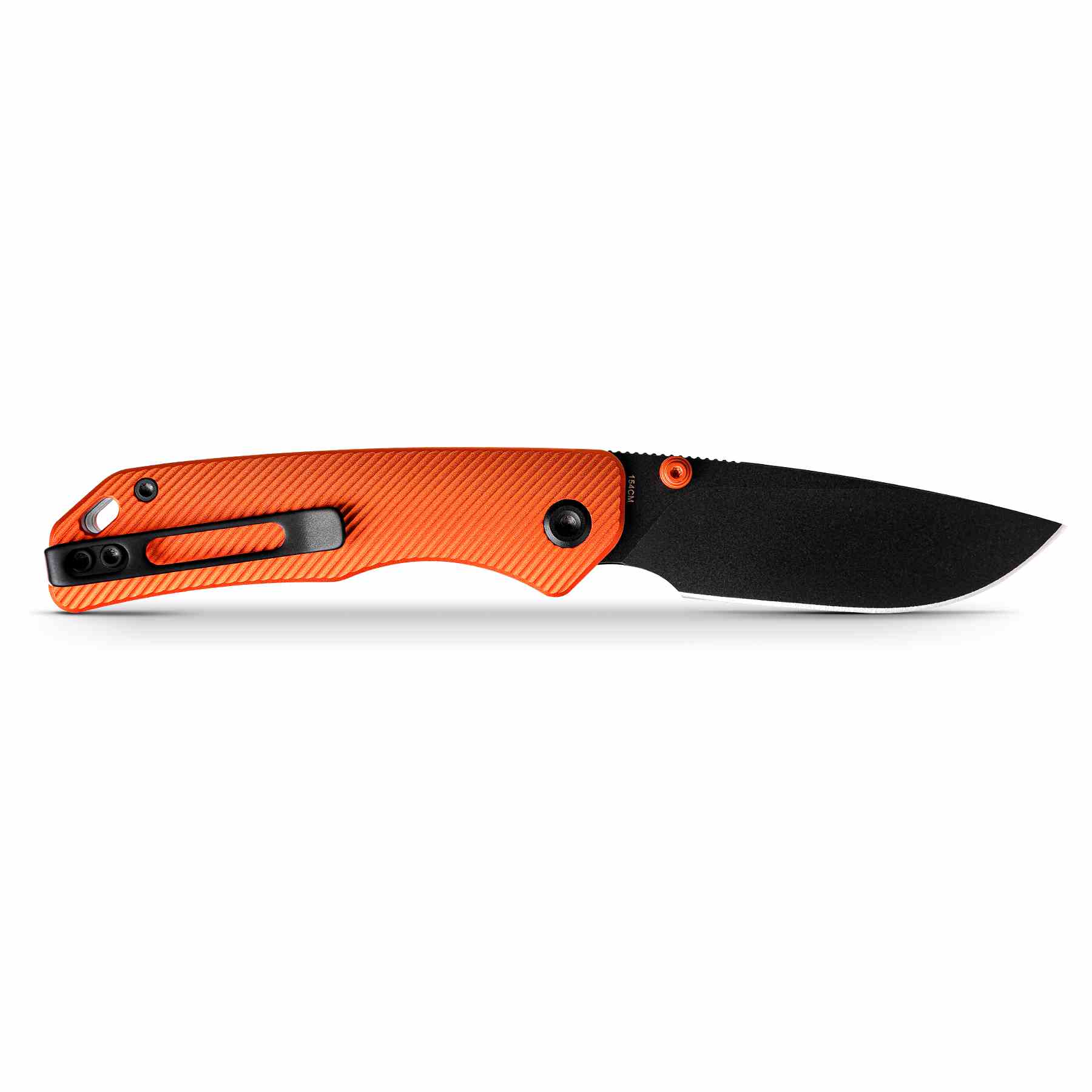 Vosteed Marten knife with orange aluminum handle and black blade