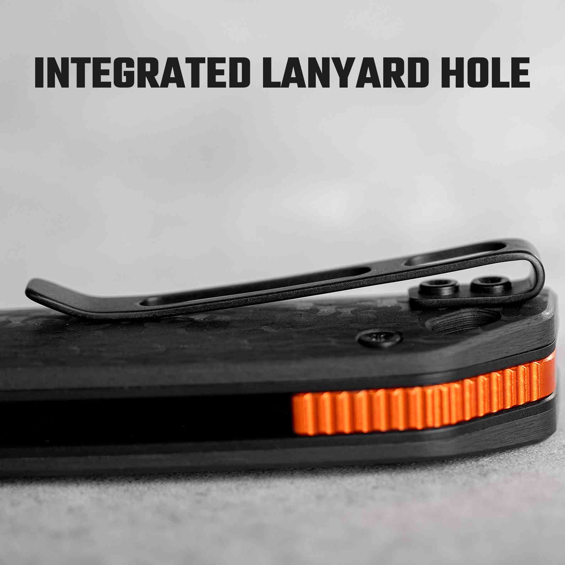 Vosteed Marten knife integrated lanyard hole detail