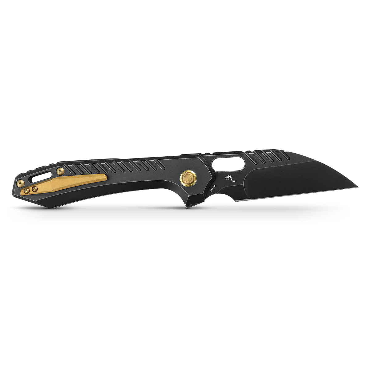 Vosteed RSKAOS Black Wharncliffe Knife with Yellow Accents