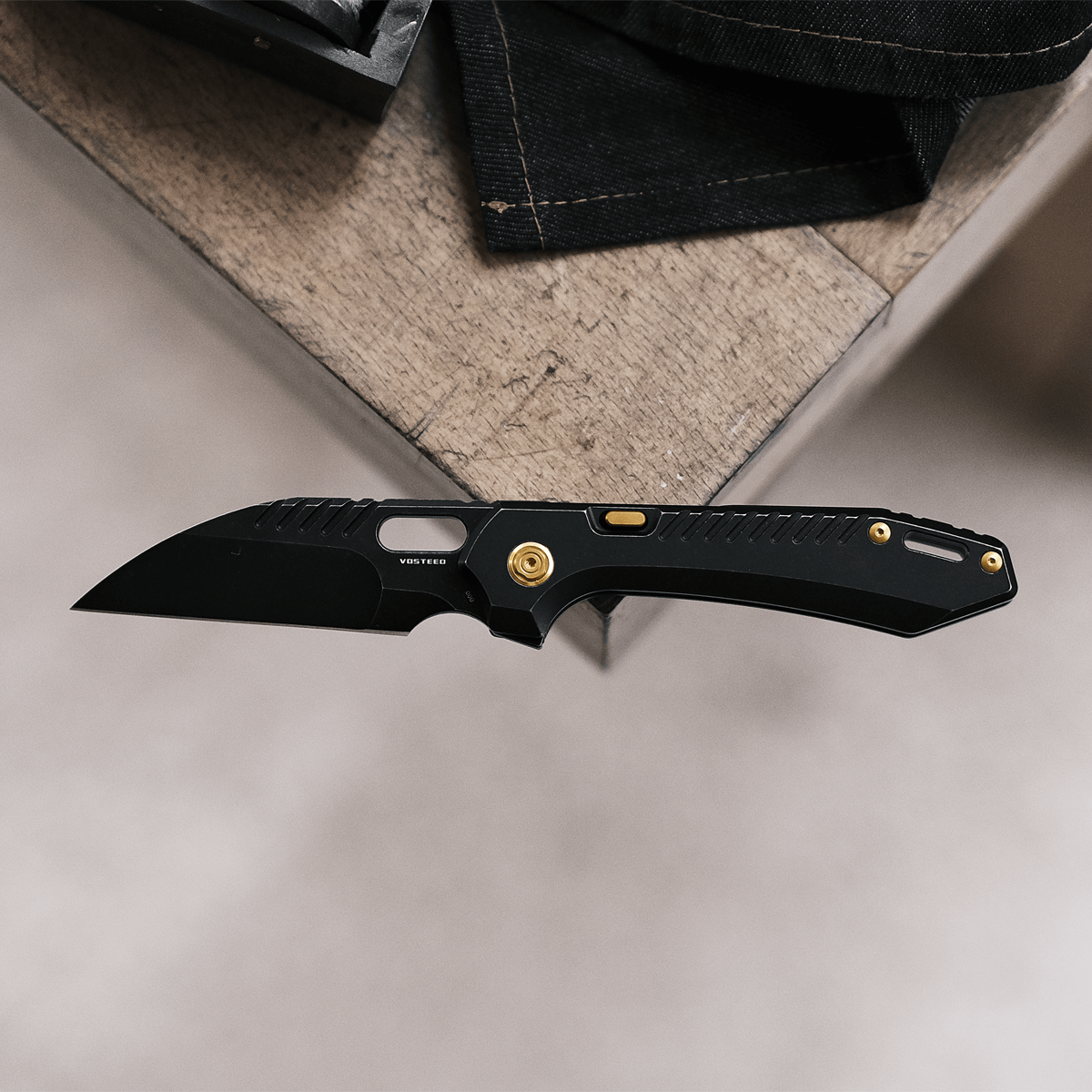 Vosteed RSKAOS Knife, Black Titanium, Wharncliffe Blade
