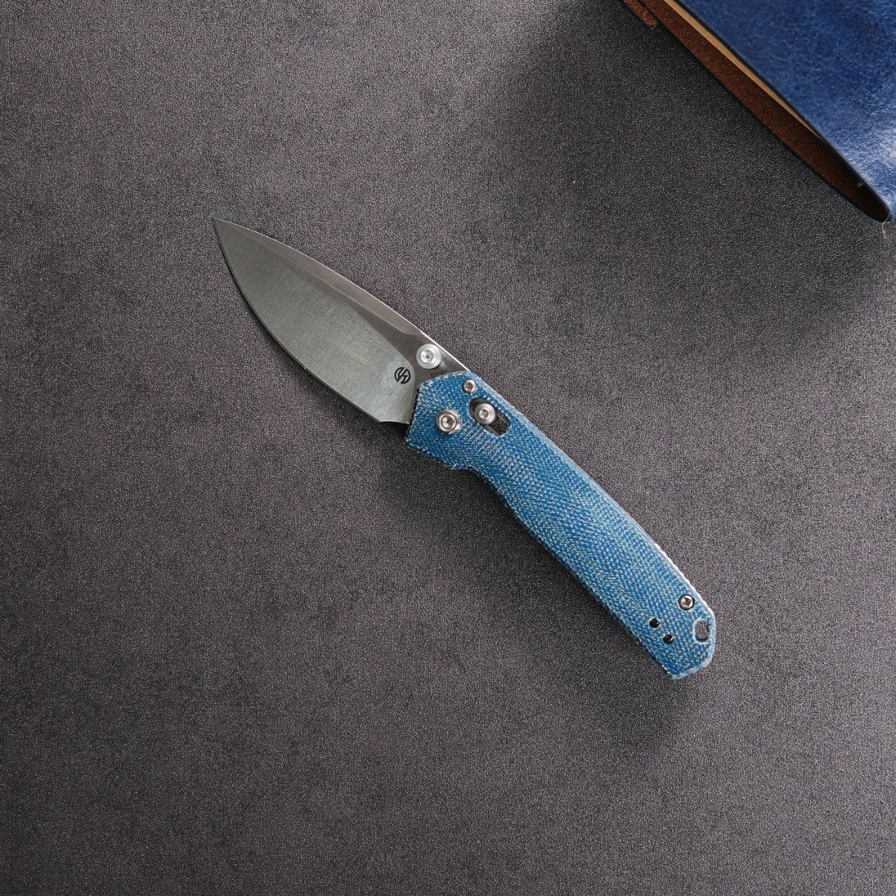 Vosteed Mini Psyop knife - Blue Micarta handle and Elmax blade