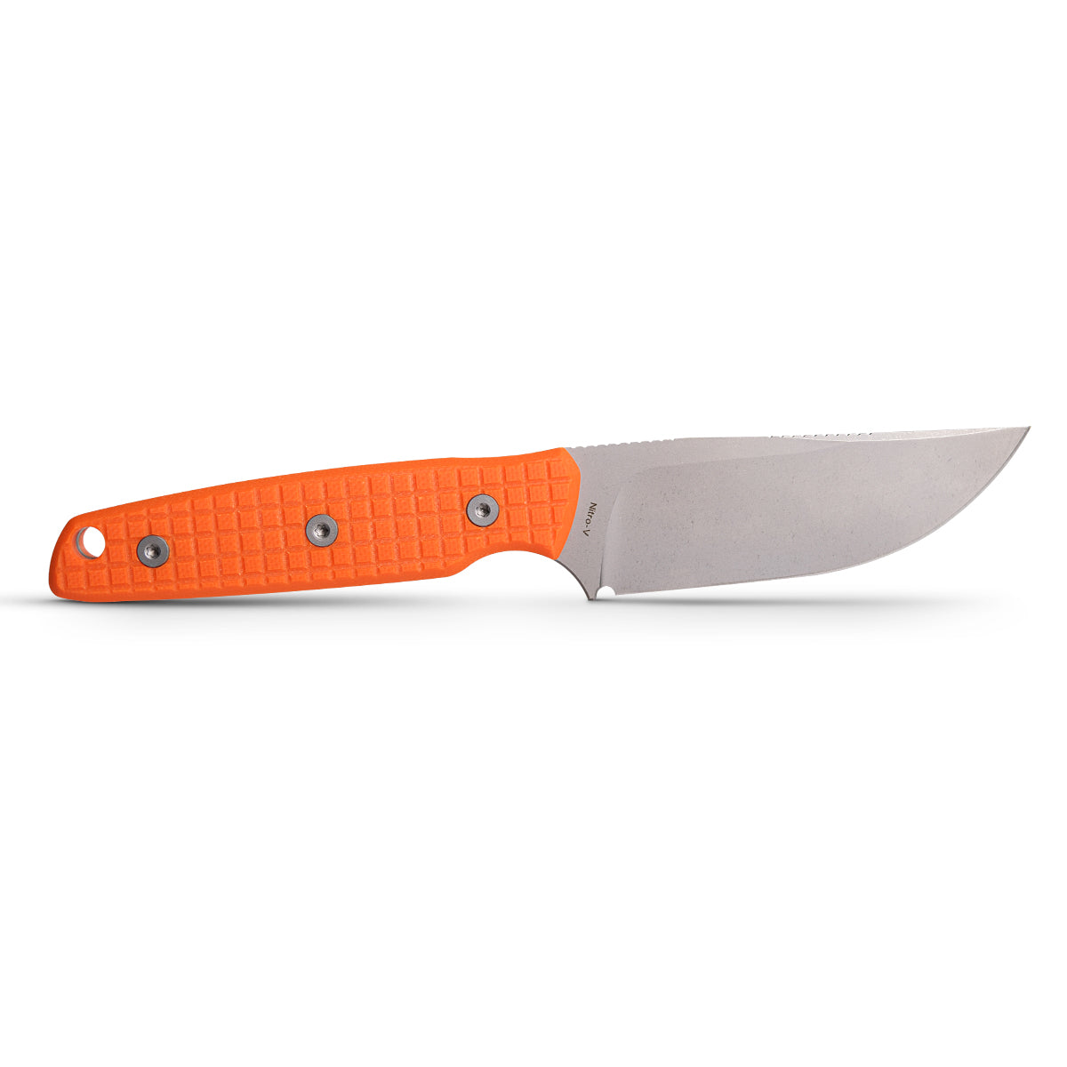 Vosteed Mink fixed blade knife with orange G10 handle and Nitro-V blade
