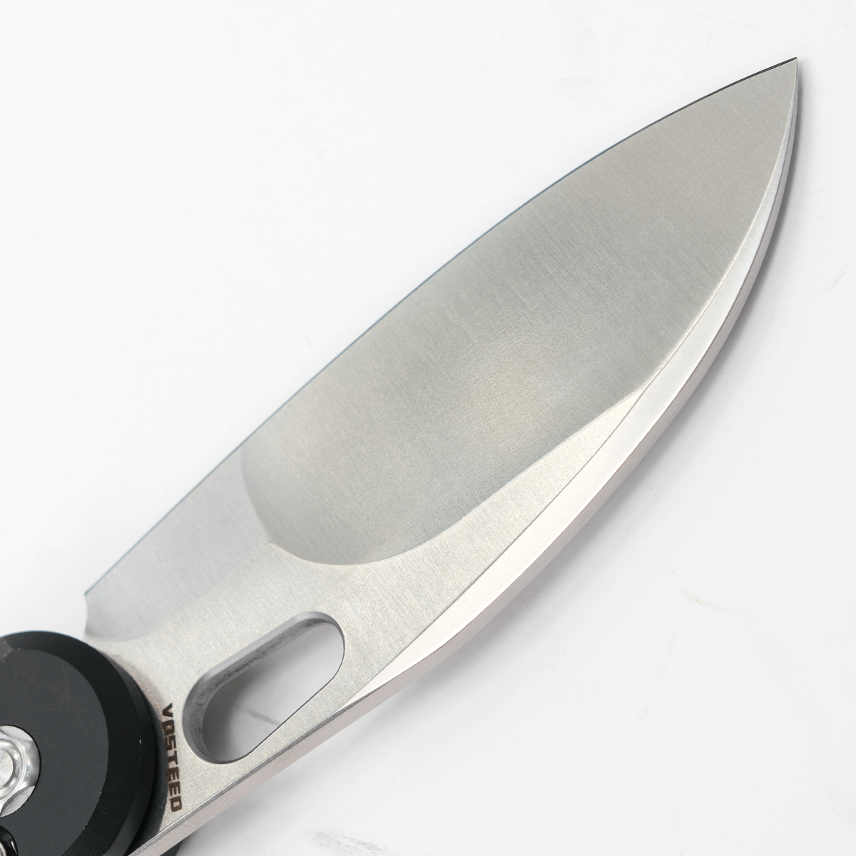 Morel knife blade detail - N690 steel by Vosteed