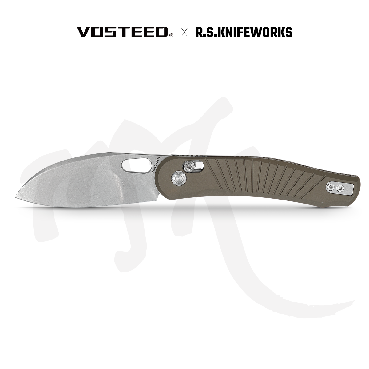 Vosteed Morel knife by R.S. Knifeworks, crossbar lock, brown handle
