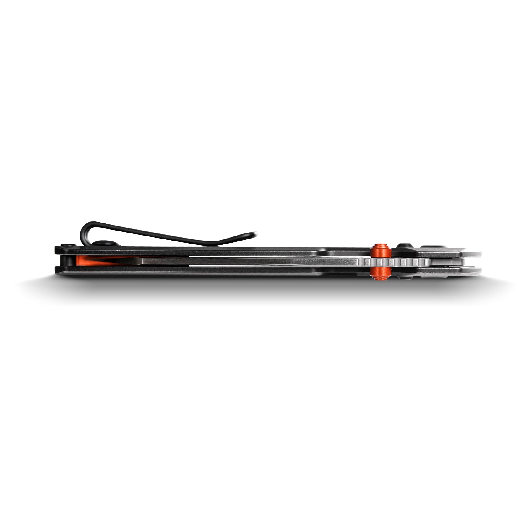Vosteed Parallel knife profile showing clip and orange accents
