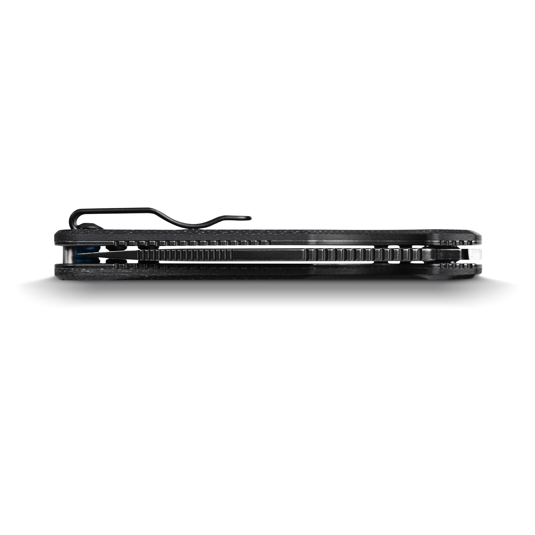 Vosteed Porcupine closed knife side view, pocket clip detail