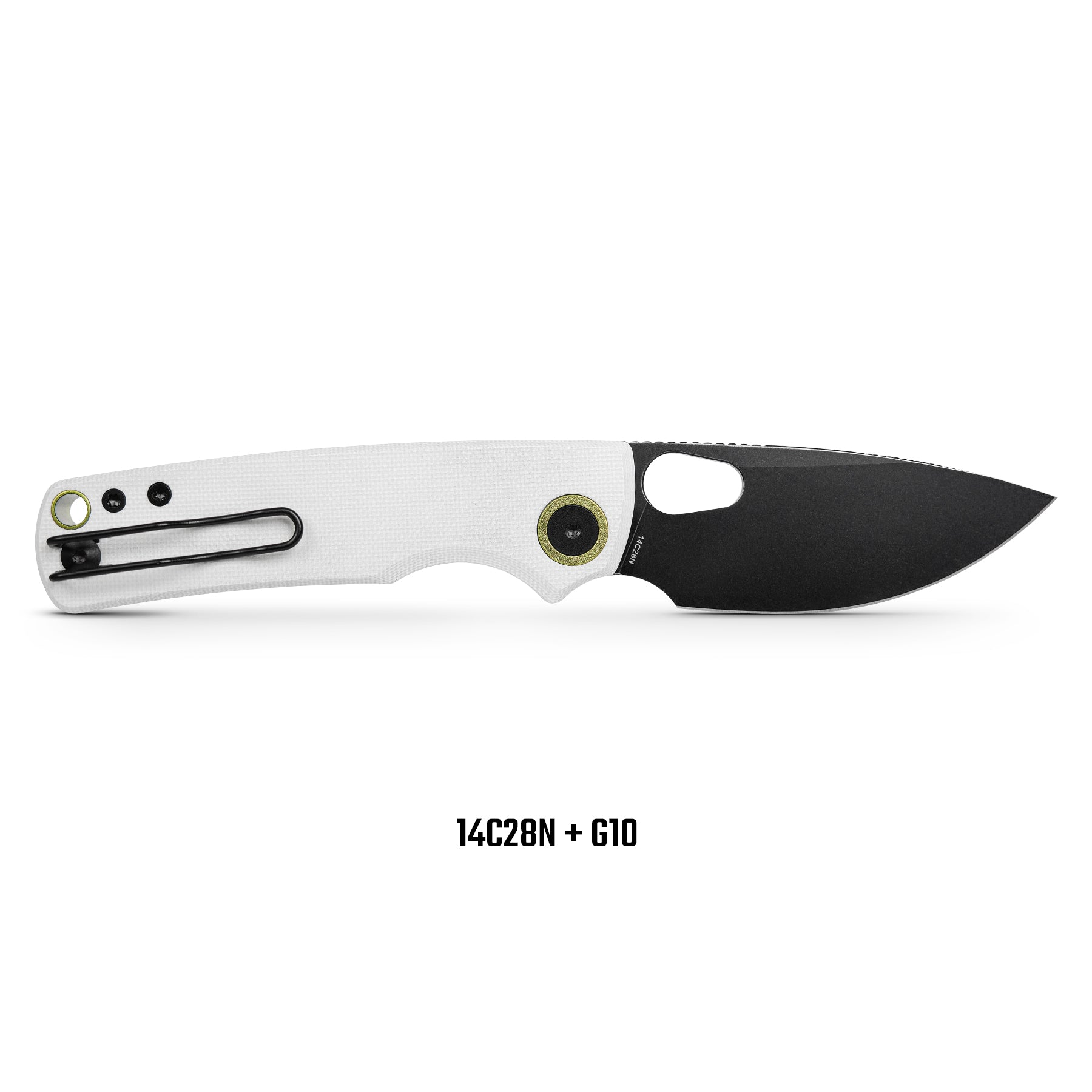 Vosteed Porcupine knife with white G10 handle, black blade
