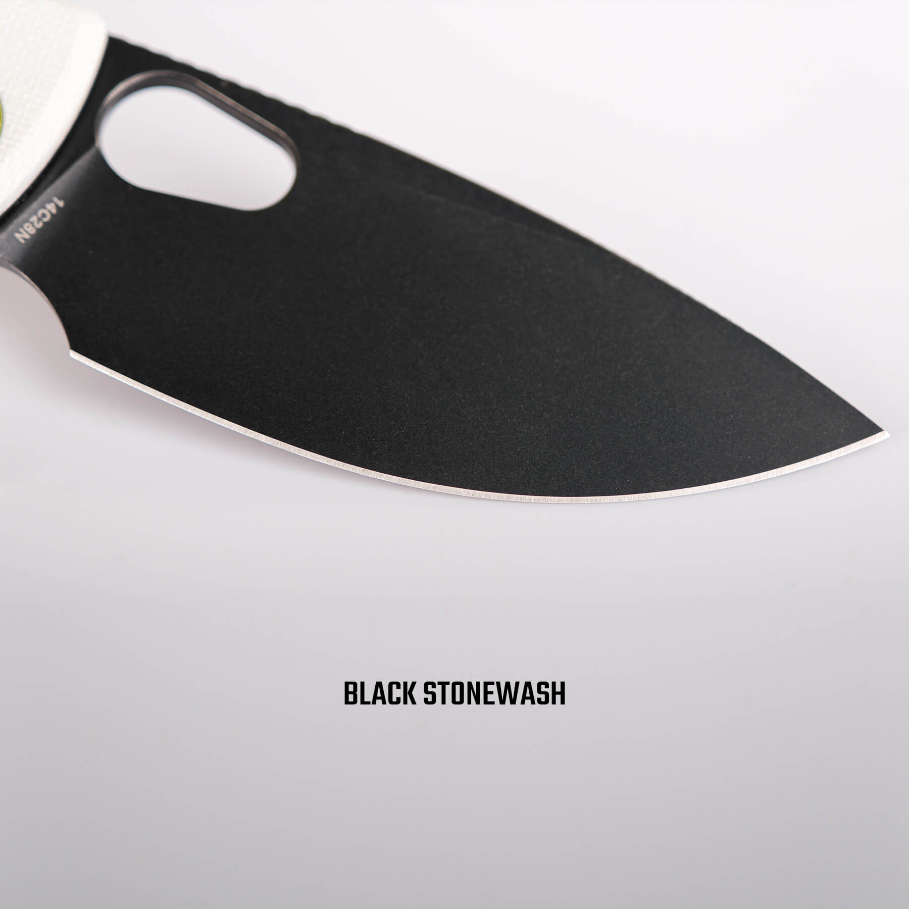 Porcupine Knife - Black Stonewash Blade Detail