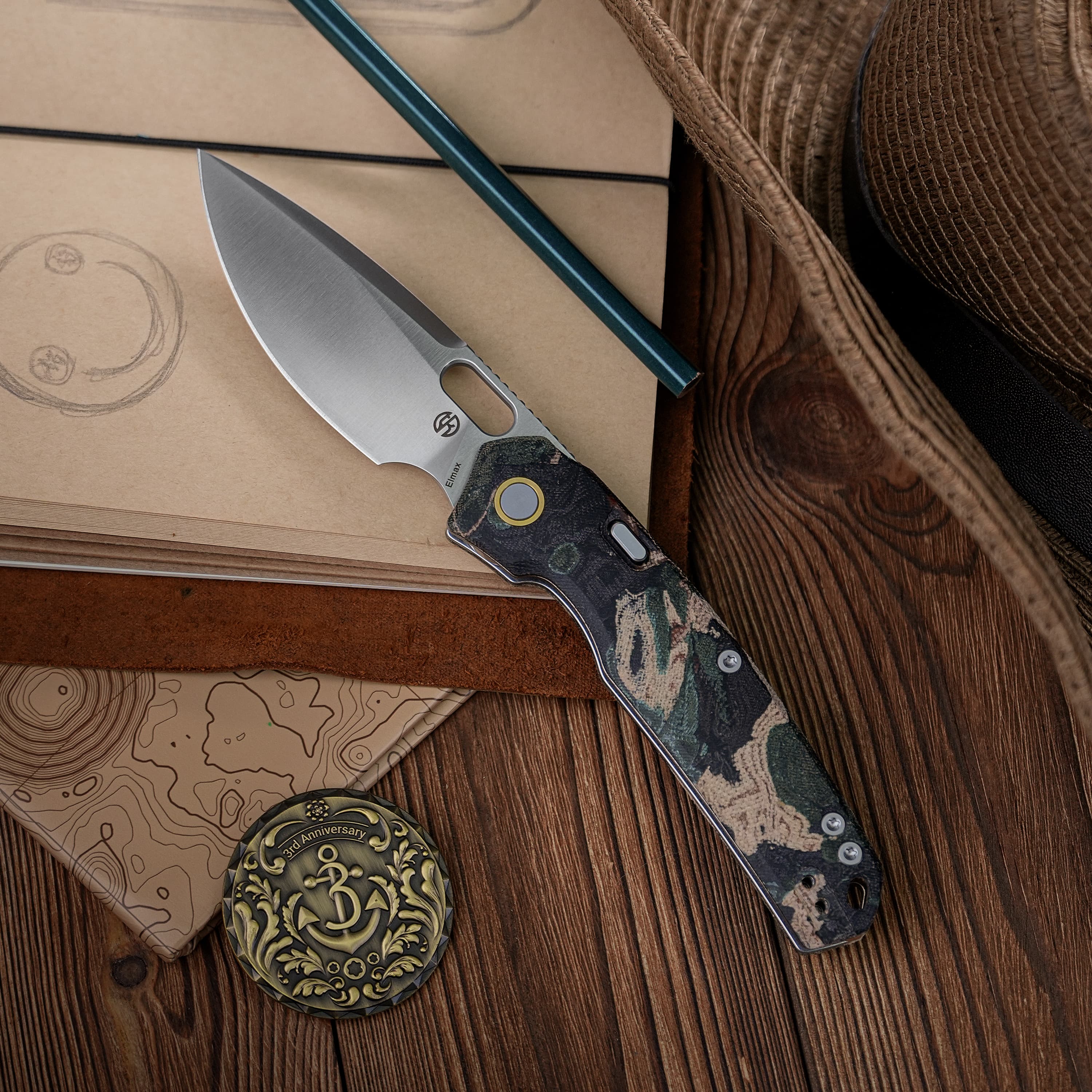 Psyop - Top Liner Lock Knife (3.32" Elmax Blade & Current Micarta Handle) - A2223
