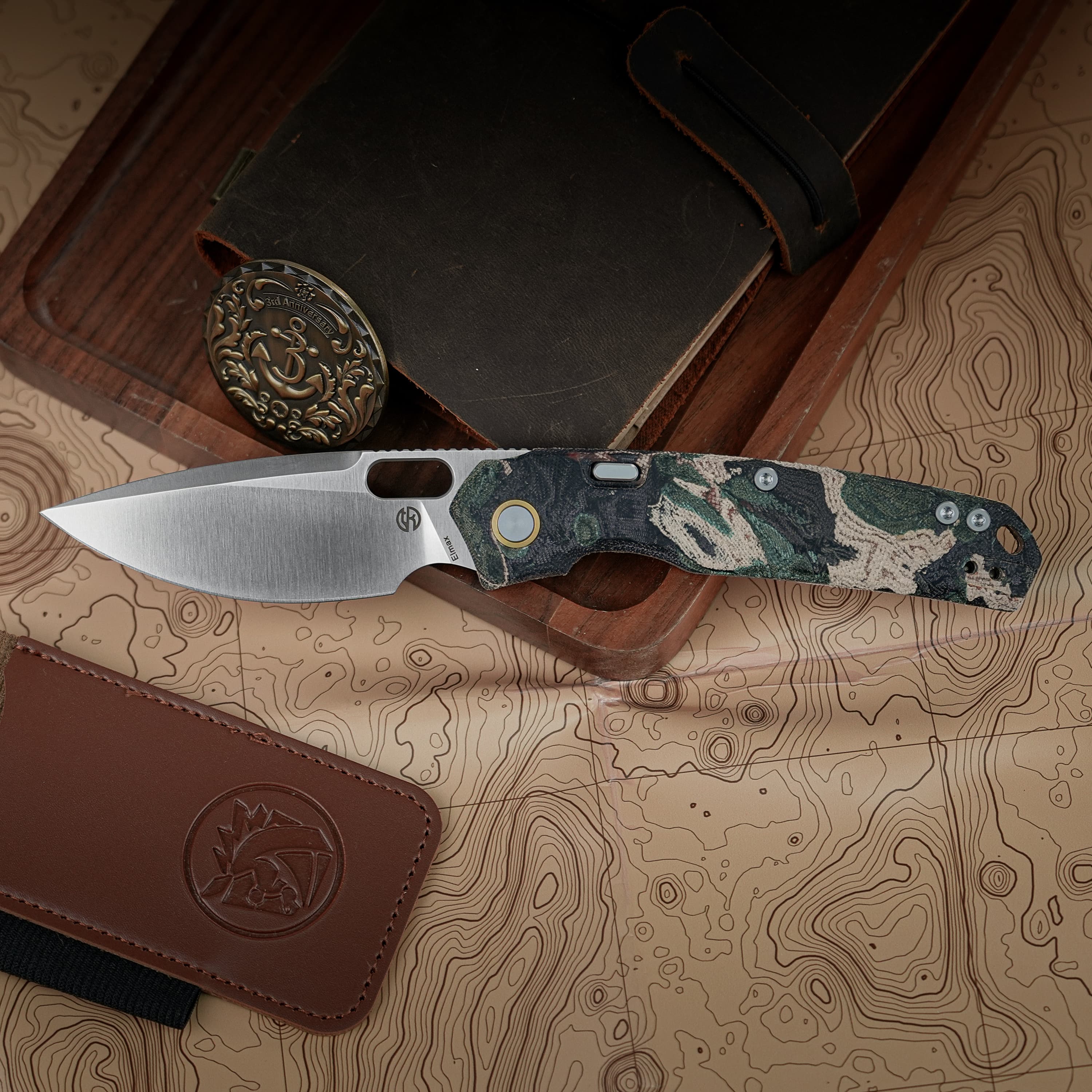 Psyop - Top Liner Lock Knife (3.32" Elmax Blade & Current Micarta Handle) - A2223