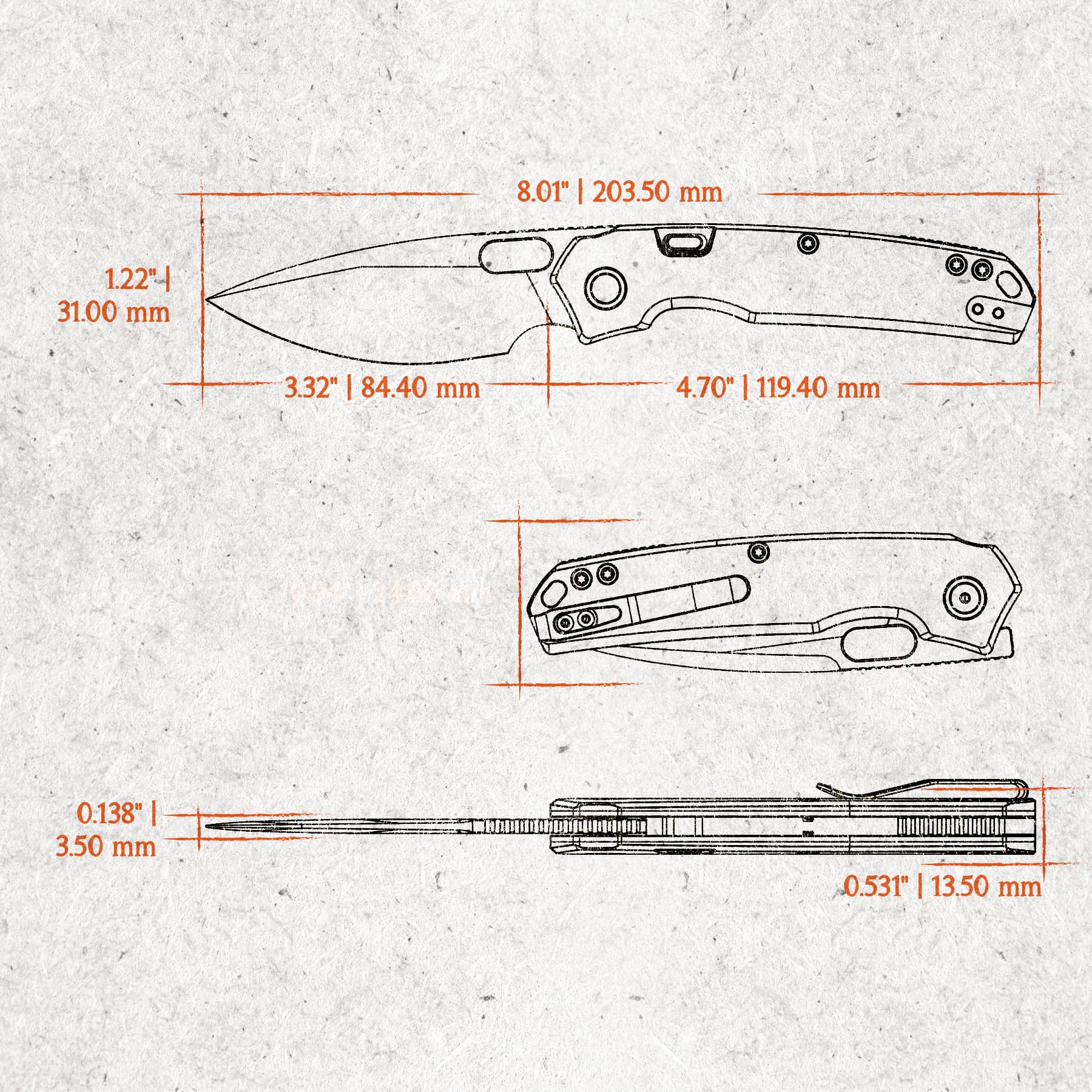 Psyop - Top Liner Lock Knife (3.32" Elmax Blade & Current Micarta Handle) - A2223