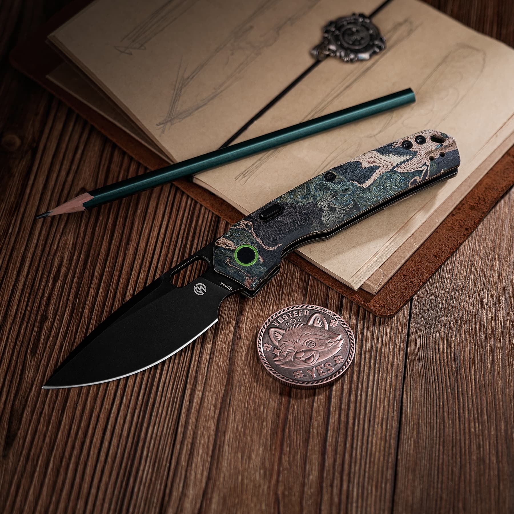 Psyop - Top Liner Lock Knife (3.32" Elmax Blade & Current Micarta Handle) - A2235