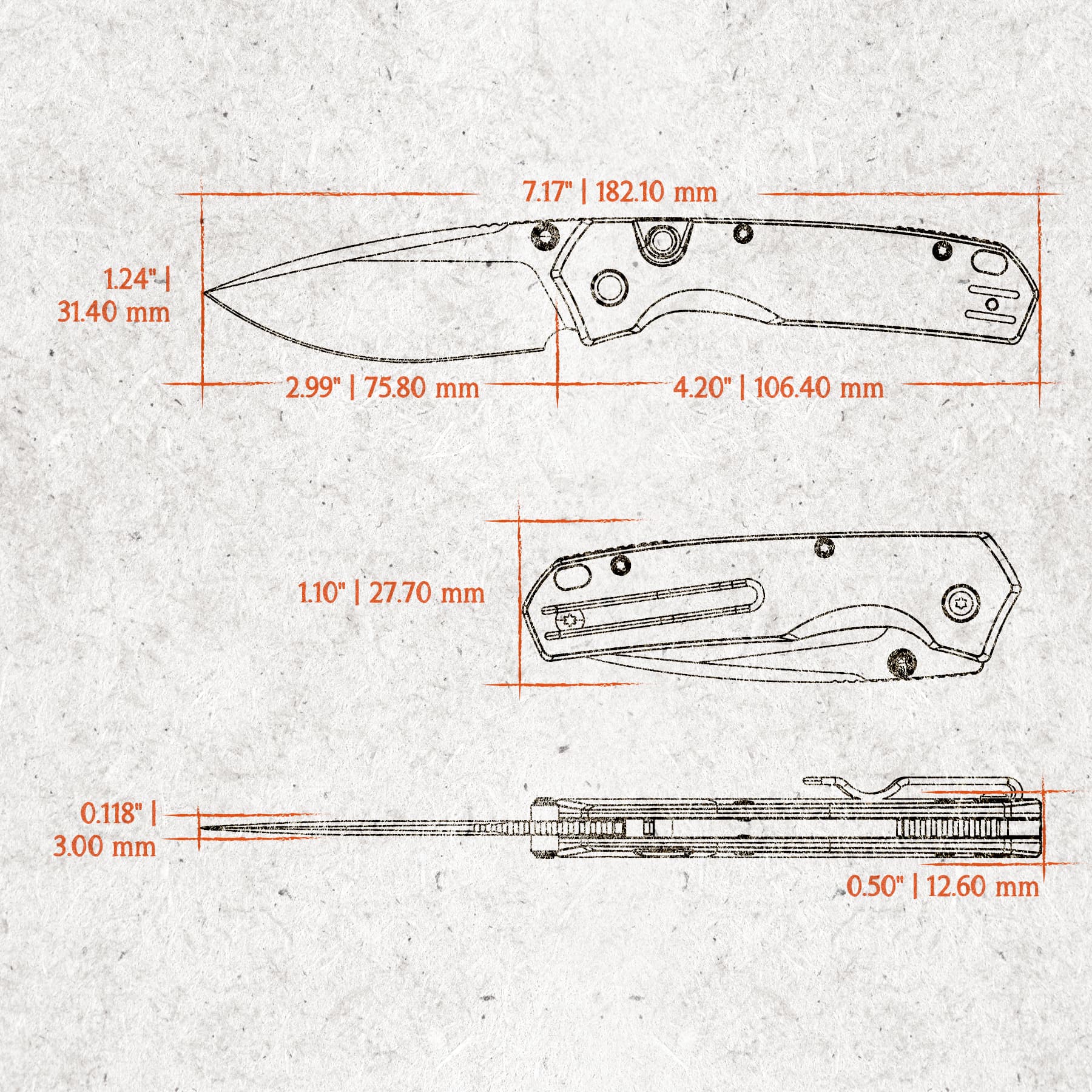 Psyop - Top Liner Lock Knife (2.99" S35VN Blade & Norplex UltreX™ Micarta Handle) - A2229