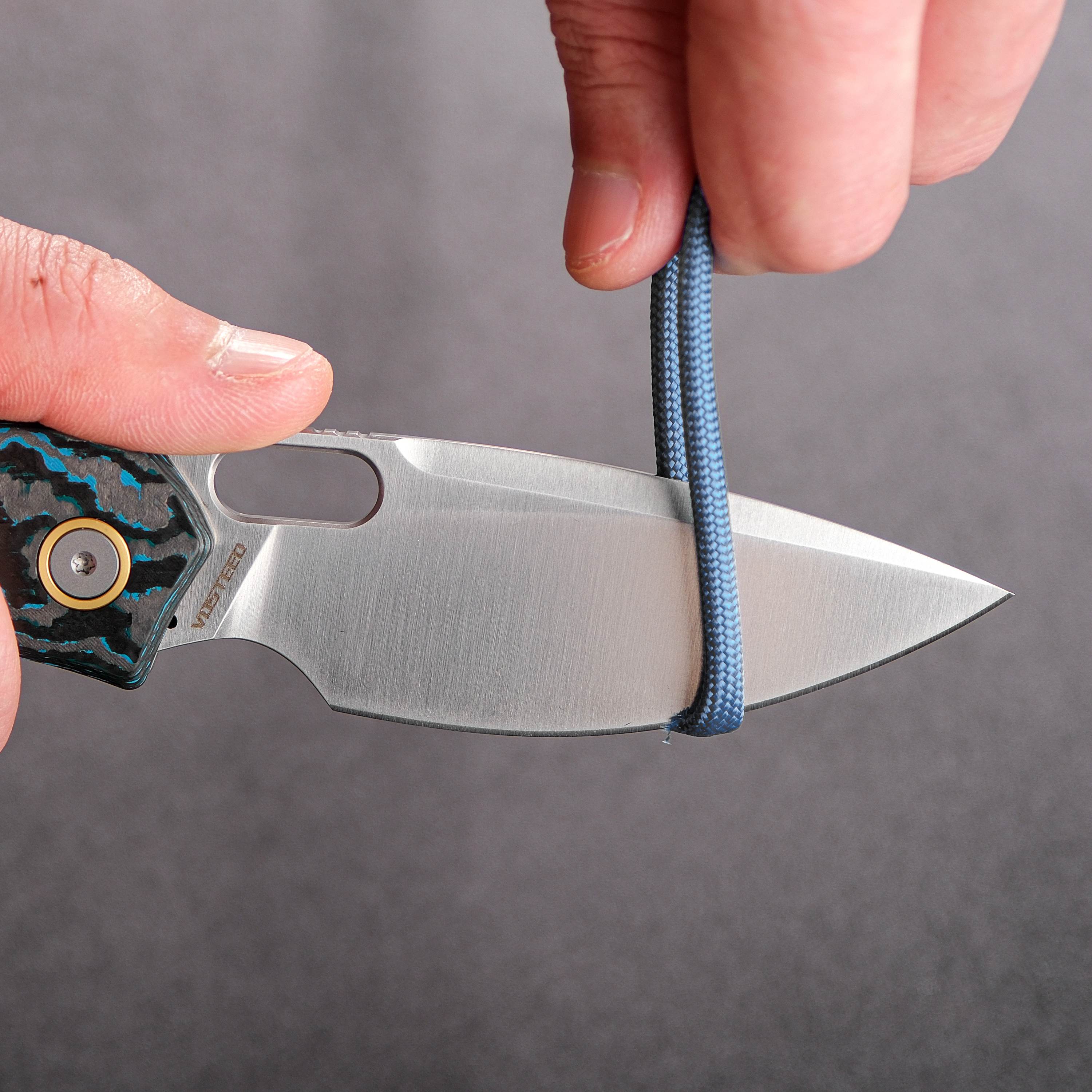 Vosteed Psyop Elmax blade testing with blue cord