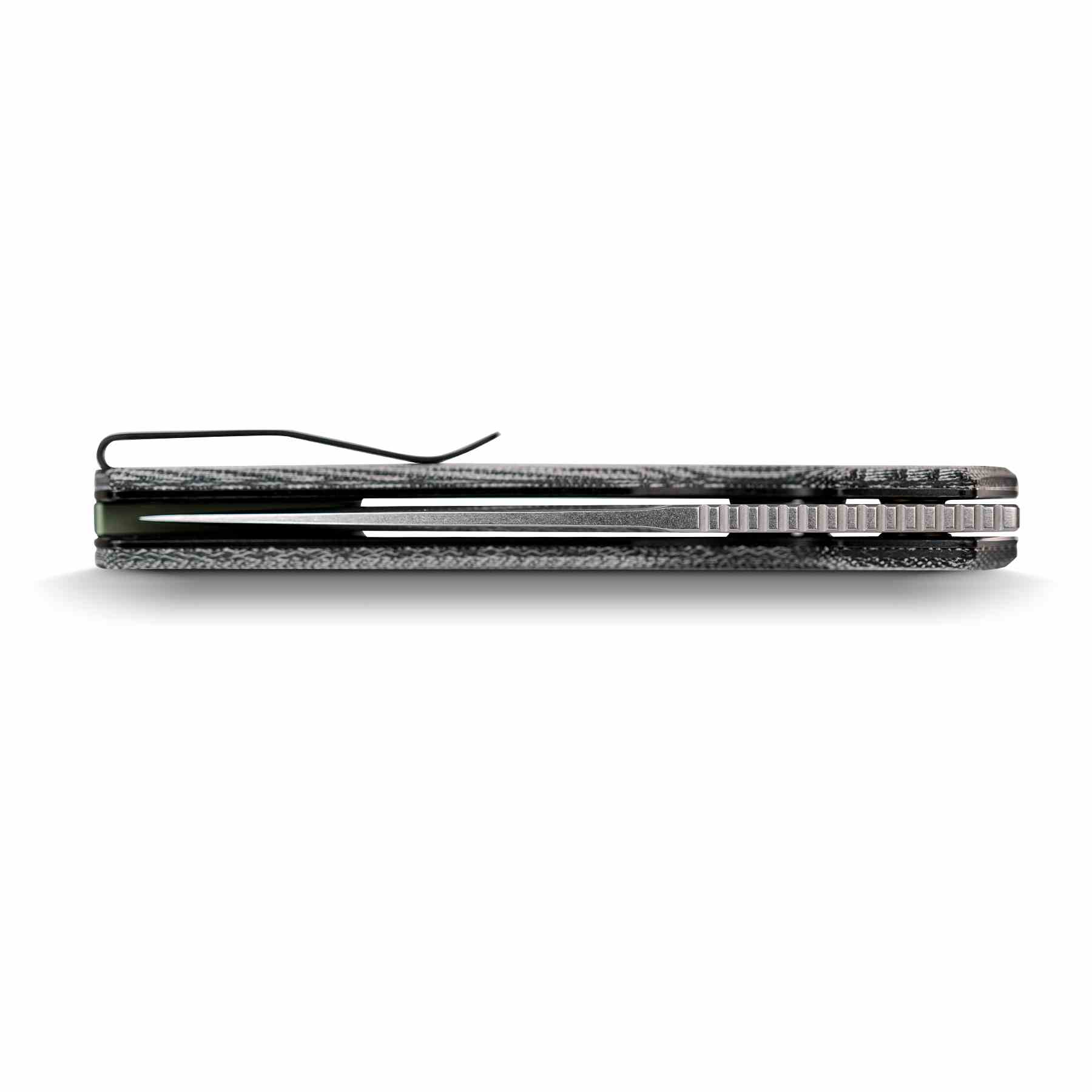 Vosteed Psyop knife profile, reversible clip, Micarta handle