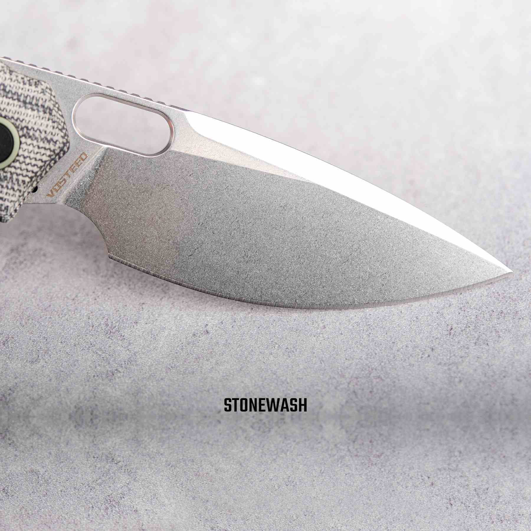 Vosteed Psyop knife blade with stonewash finish