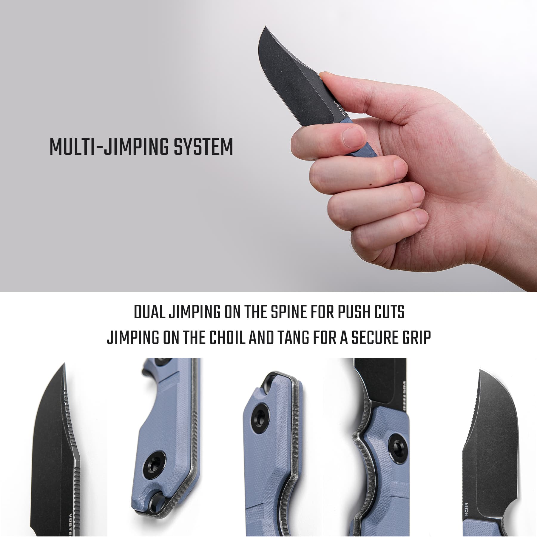 Quokka- Fixed Blade Knife (2.72" 14C28N Blade & G10 Handle) With S.O.A.R. Clip - D0602