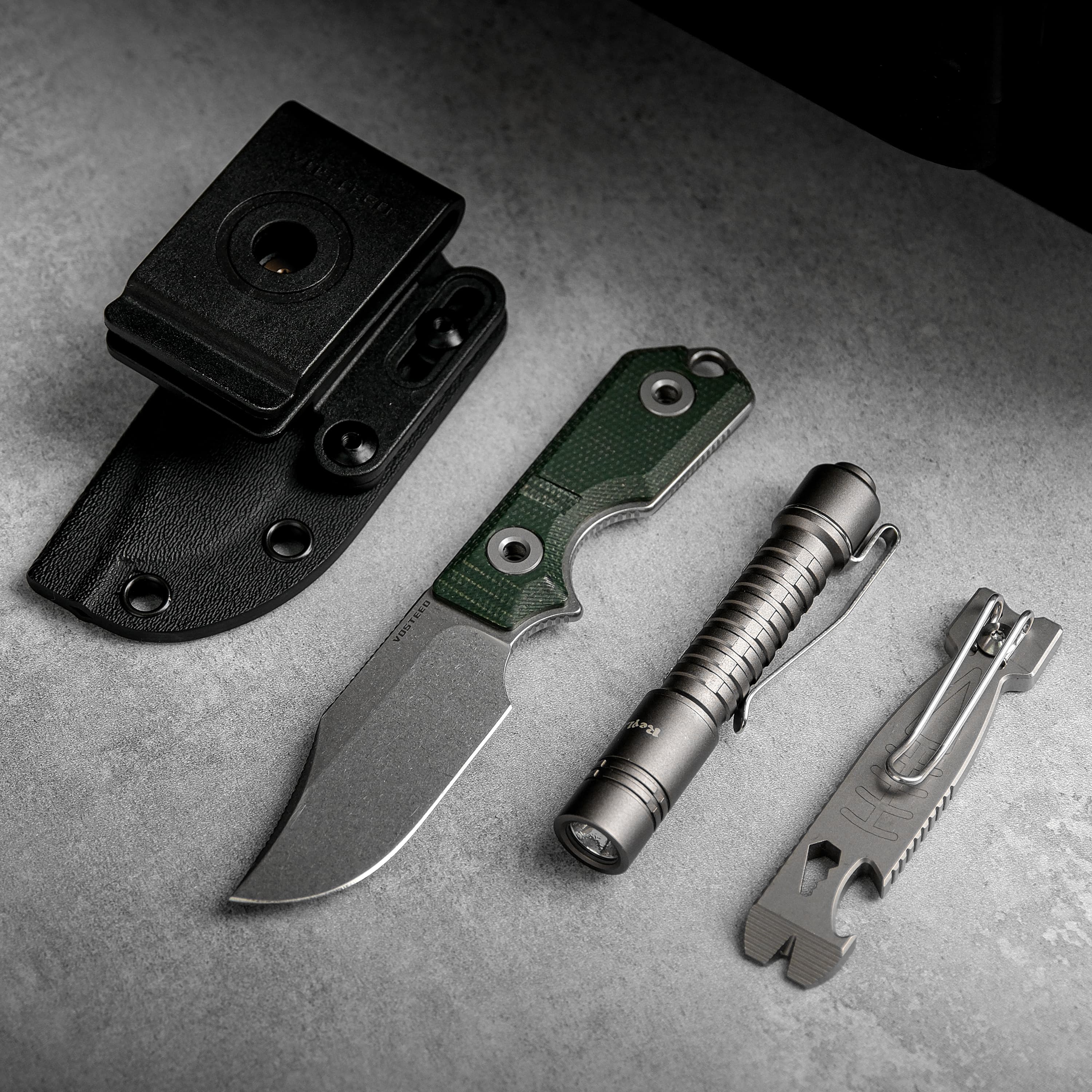 Quokka- Fixed Blade Knife (2.72" 14C28N Blade & Micarta Handle) With S.O.A.R. Clip - D0601
