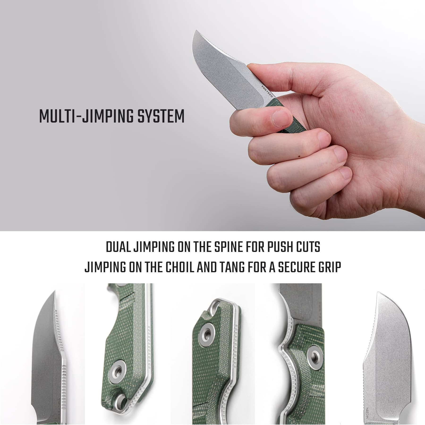 Quokka- Fixed Blade Knife (2.72" 14C28N Blade & Micarta Handle) With S.O.A.R. Clip - D0601