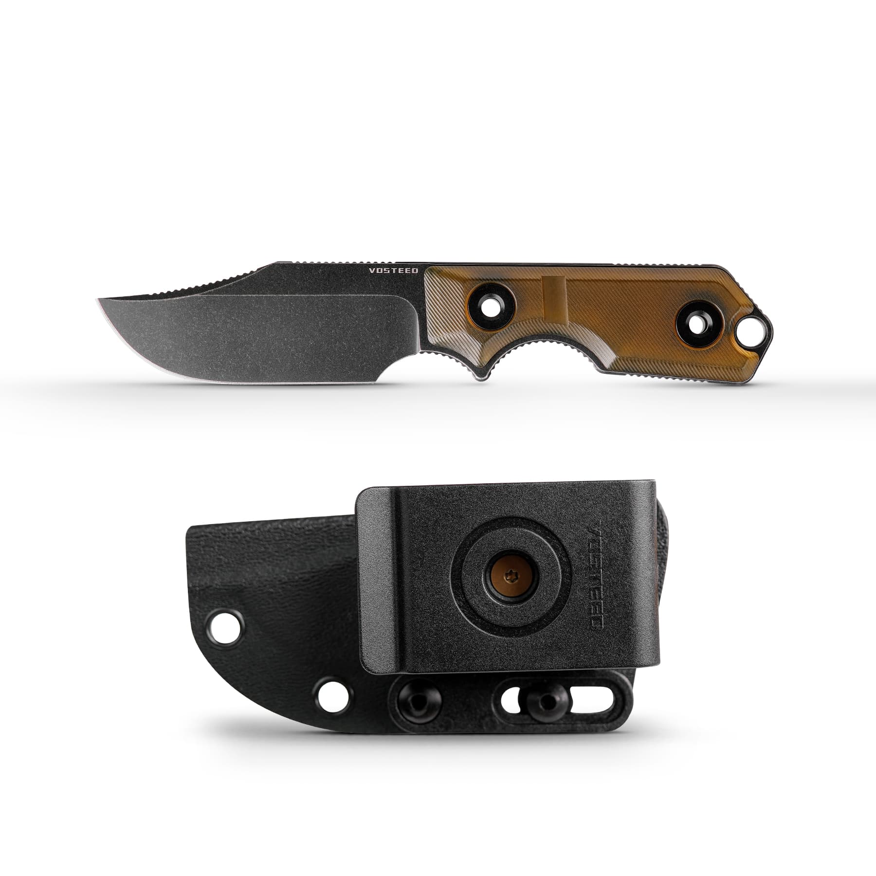 Quokka- Fixed Blade Knife (2.72" 14C28N Blade & PEI Handle) With S.O.A.R. Clip - D0603