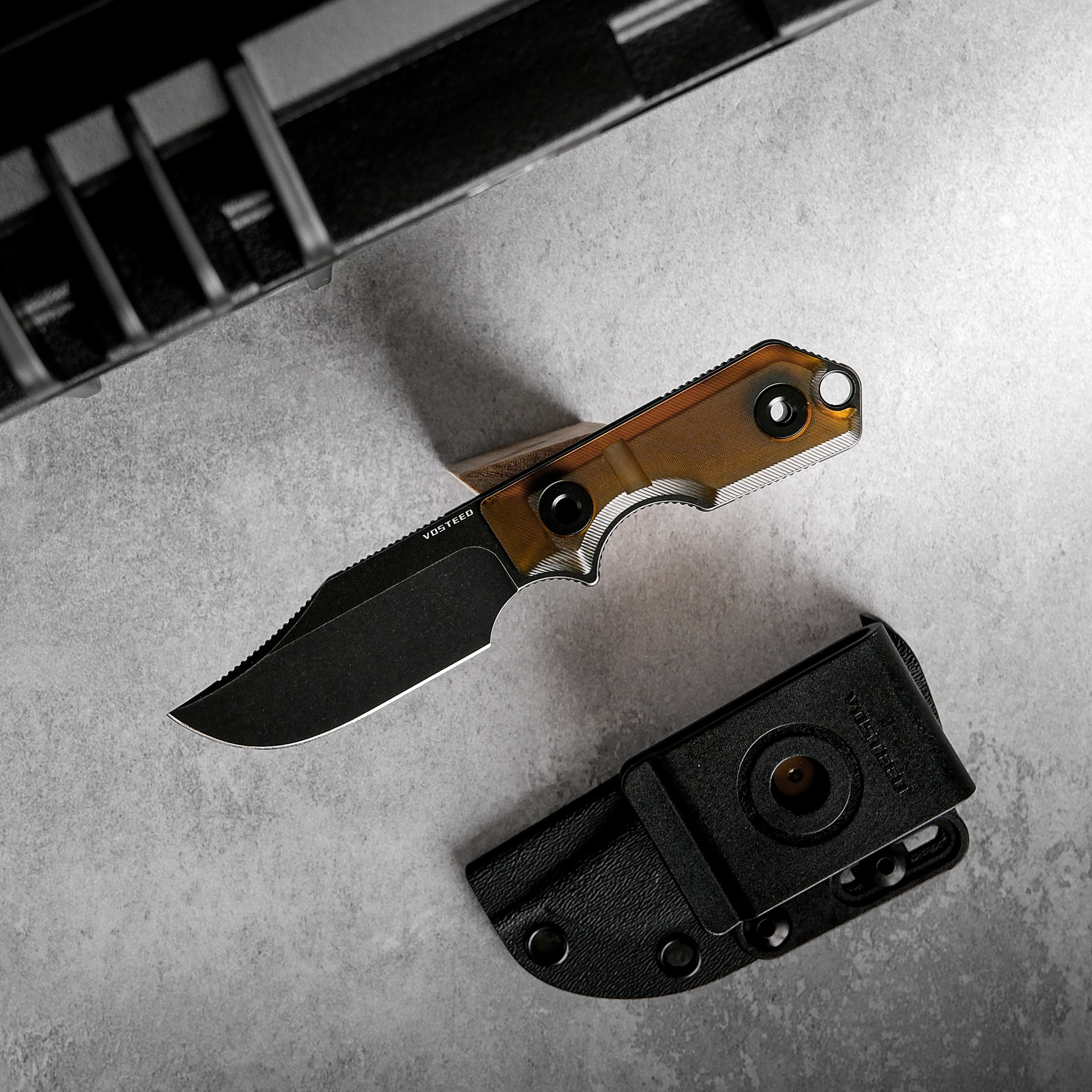 Quokka- Fixed Blade Knife (2.72" 14C28N Blade & PEI Handle) With S.O.A.R. Clip - D0603