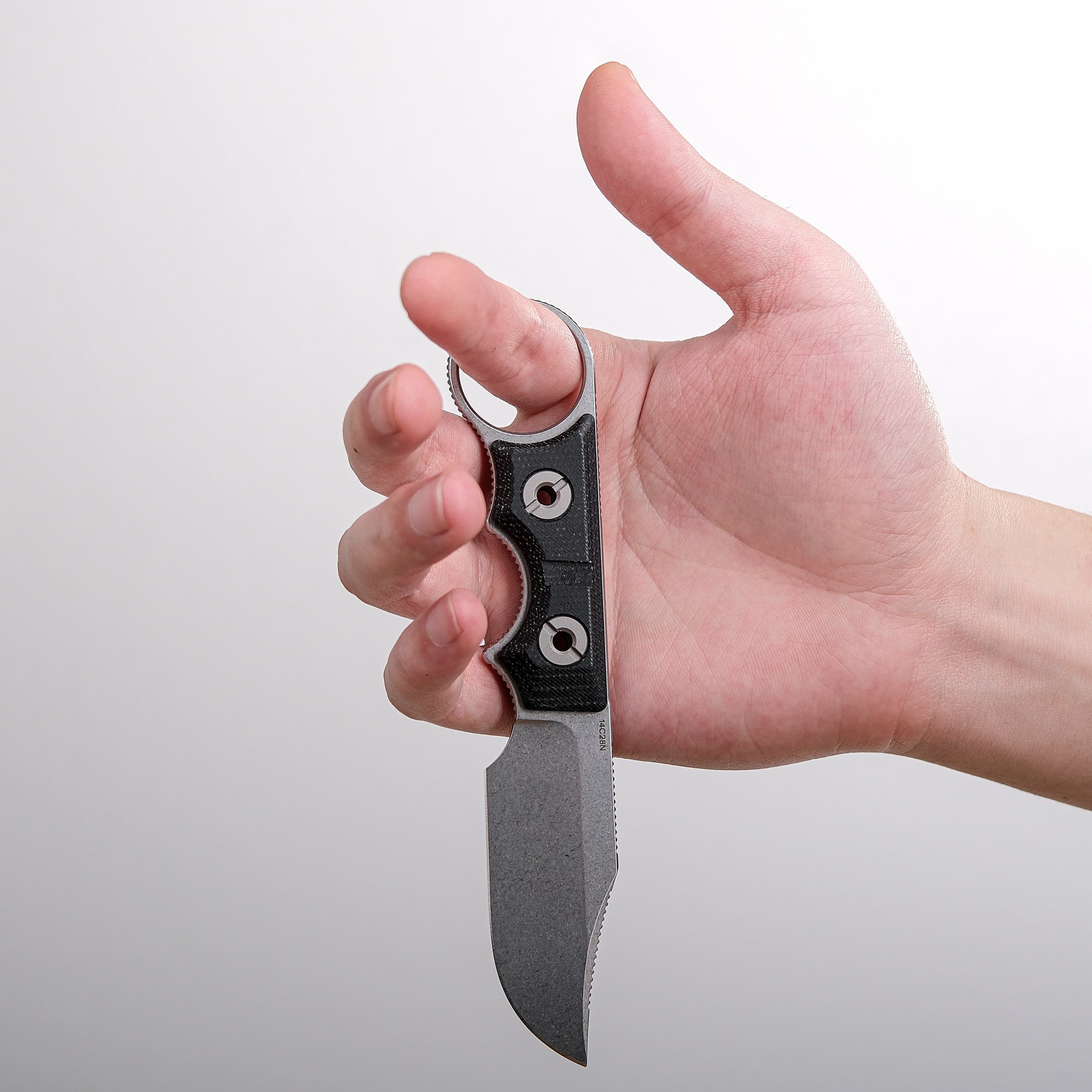 Quokka-O- Fixed Blade Knife ( 2.75" 14C28N Blade & Micarta Handle) With S.O.A.R. Clip - D0501