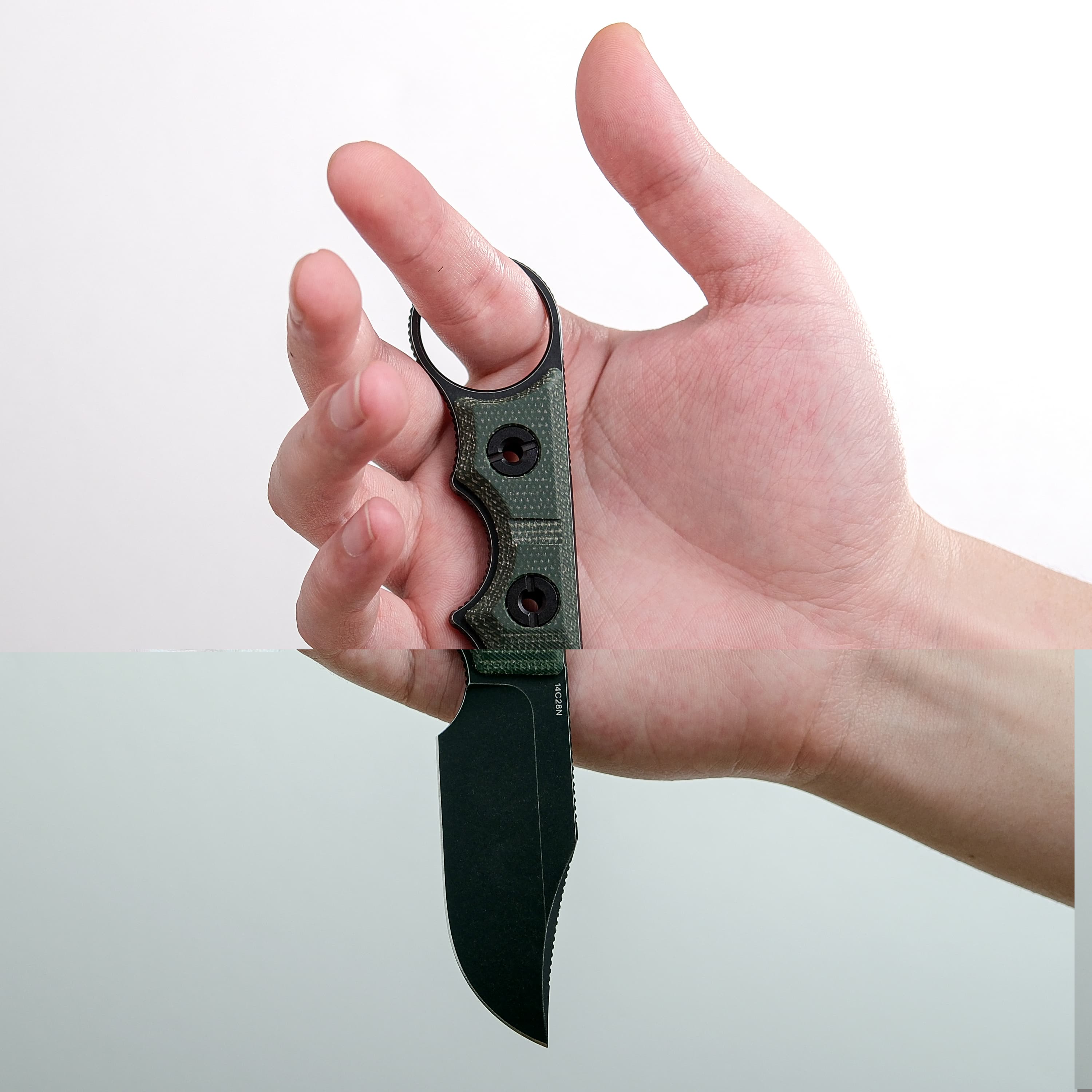 Quokka-O- Fixed Blade Knife ( 2.75" 14C28N Blade & Micarta Handle) With S.O.A.R. Clip - D0502
