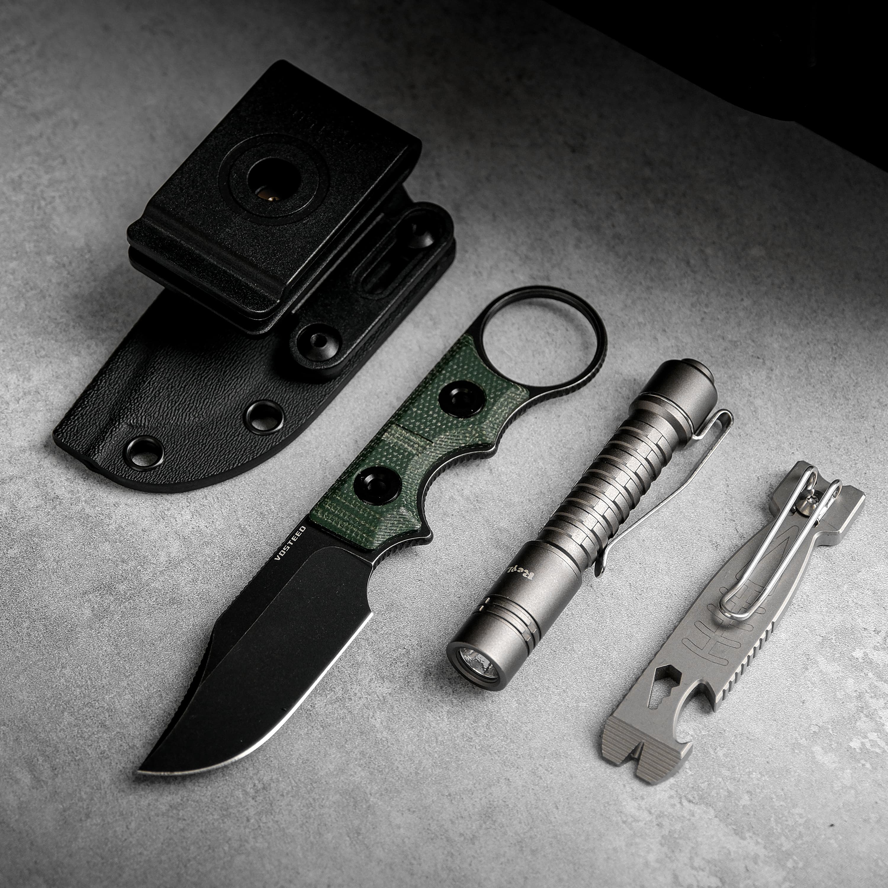 Quokka-O- Fixed Blade Knife ( 2.75" 14C28N Blade & Micarta Handle) With S.O.A.R. Clip - D0502