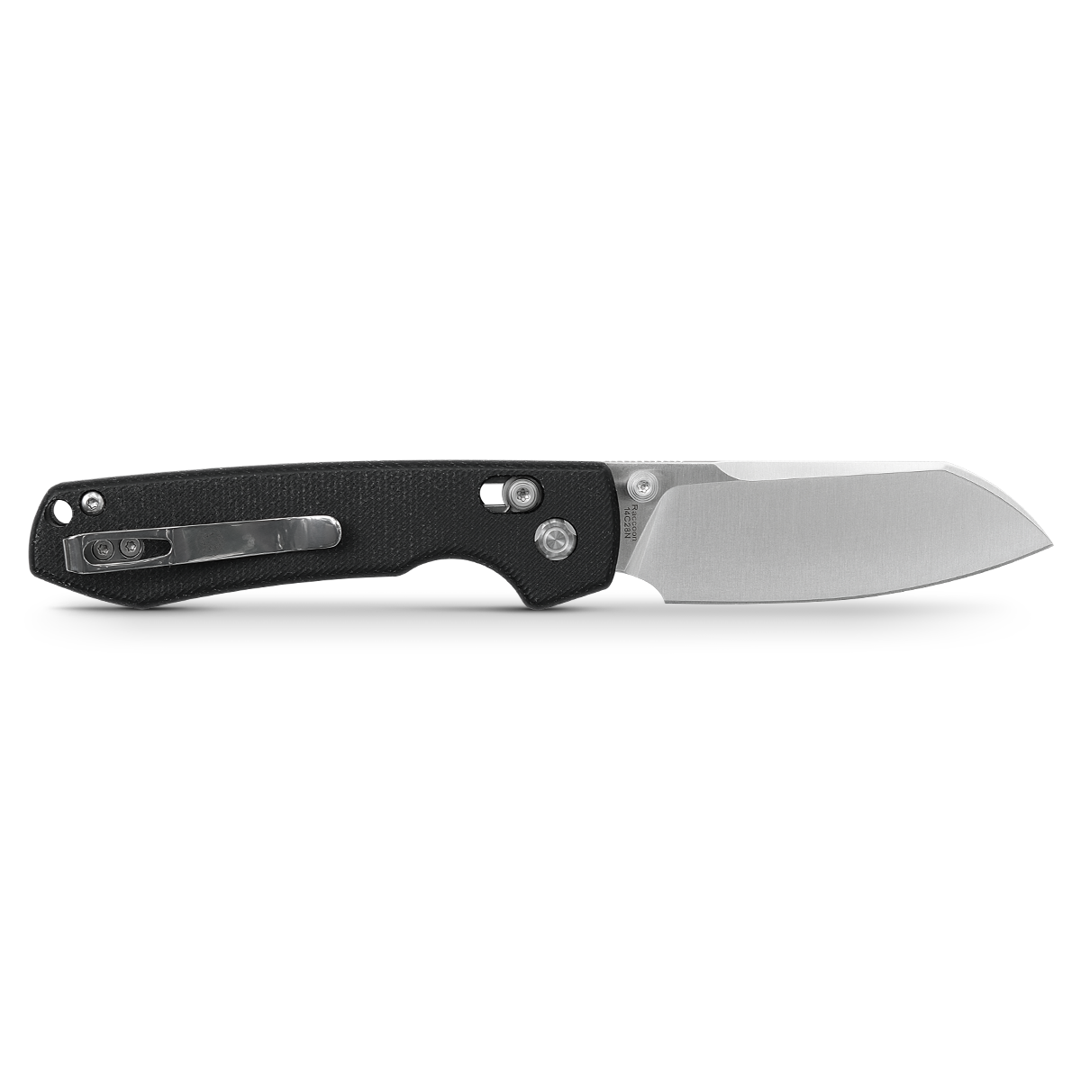 Vosteed Raccoon Crossbar Lock Knife with black Micarta handle and cleaver blade