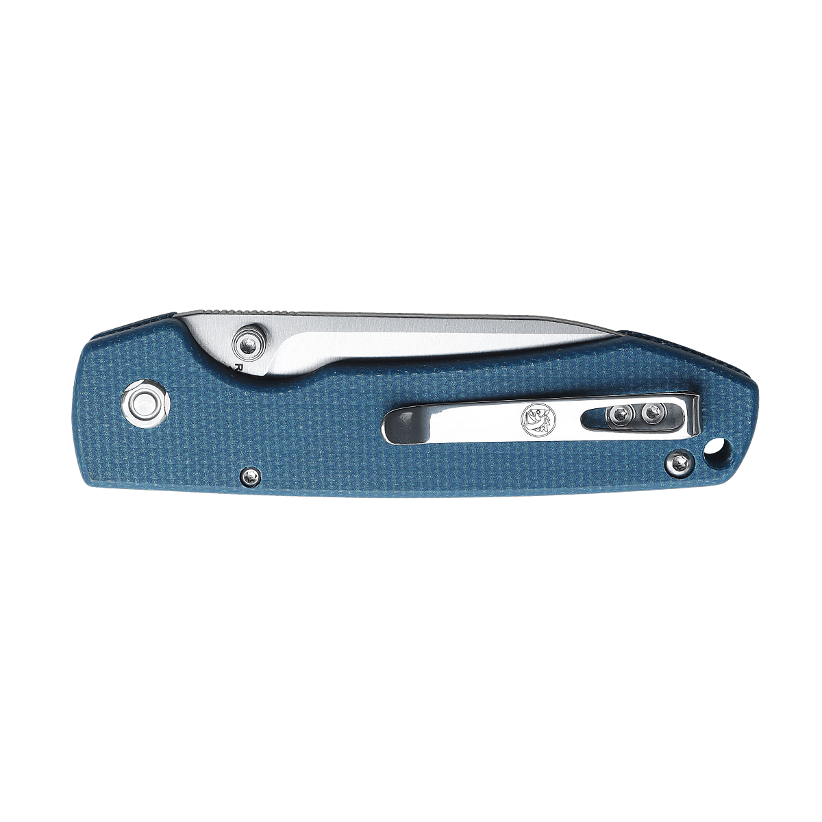 Vosteed Raccoon Knife: Blue Micarta Handle with Pocket Clip