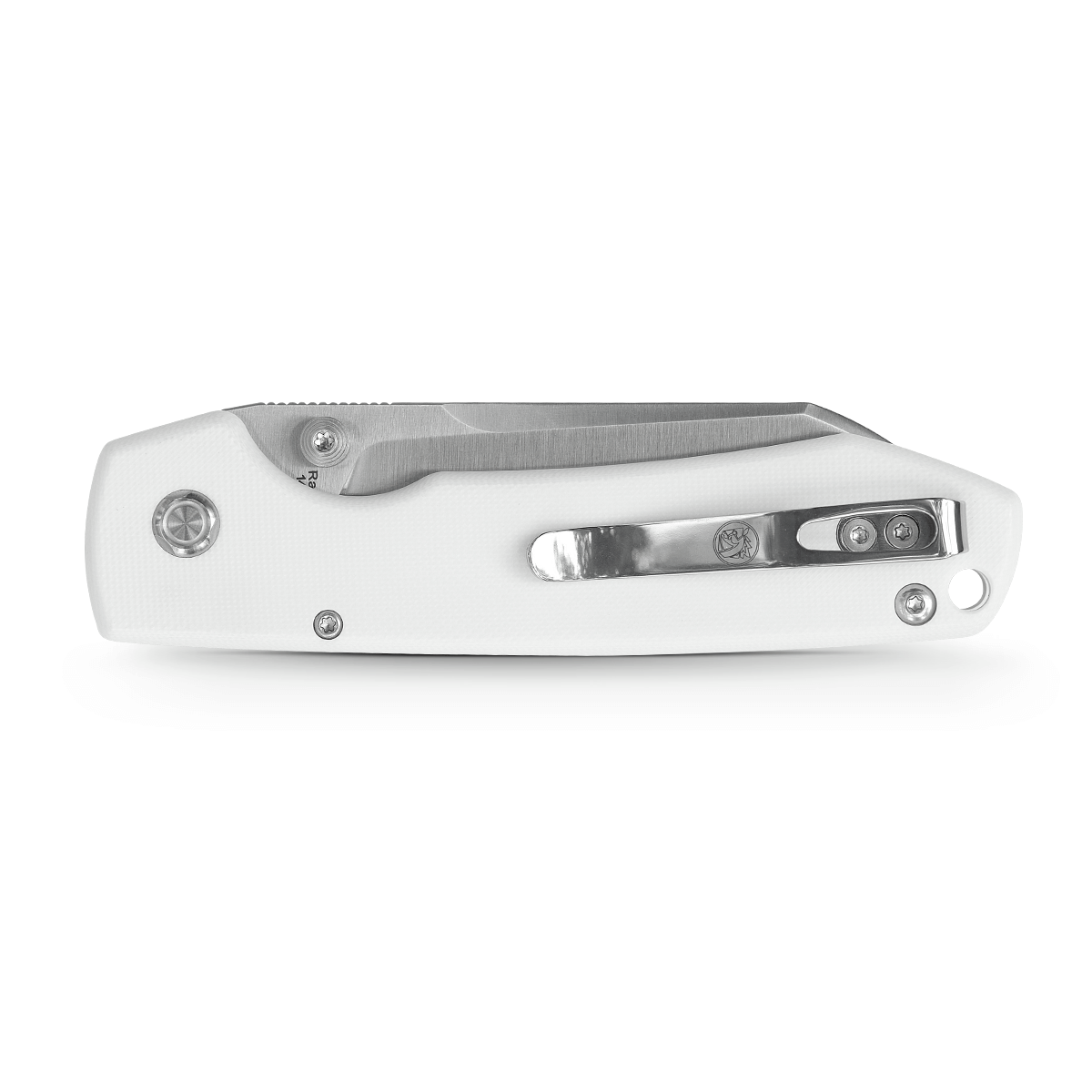 Vosteed Raccoon Knife: White G10 Handle and Stainless Steel Clip