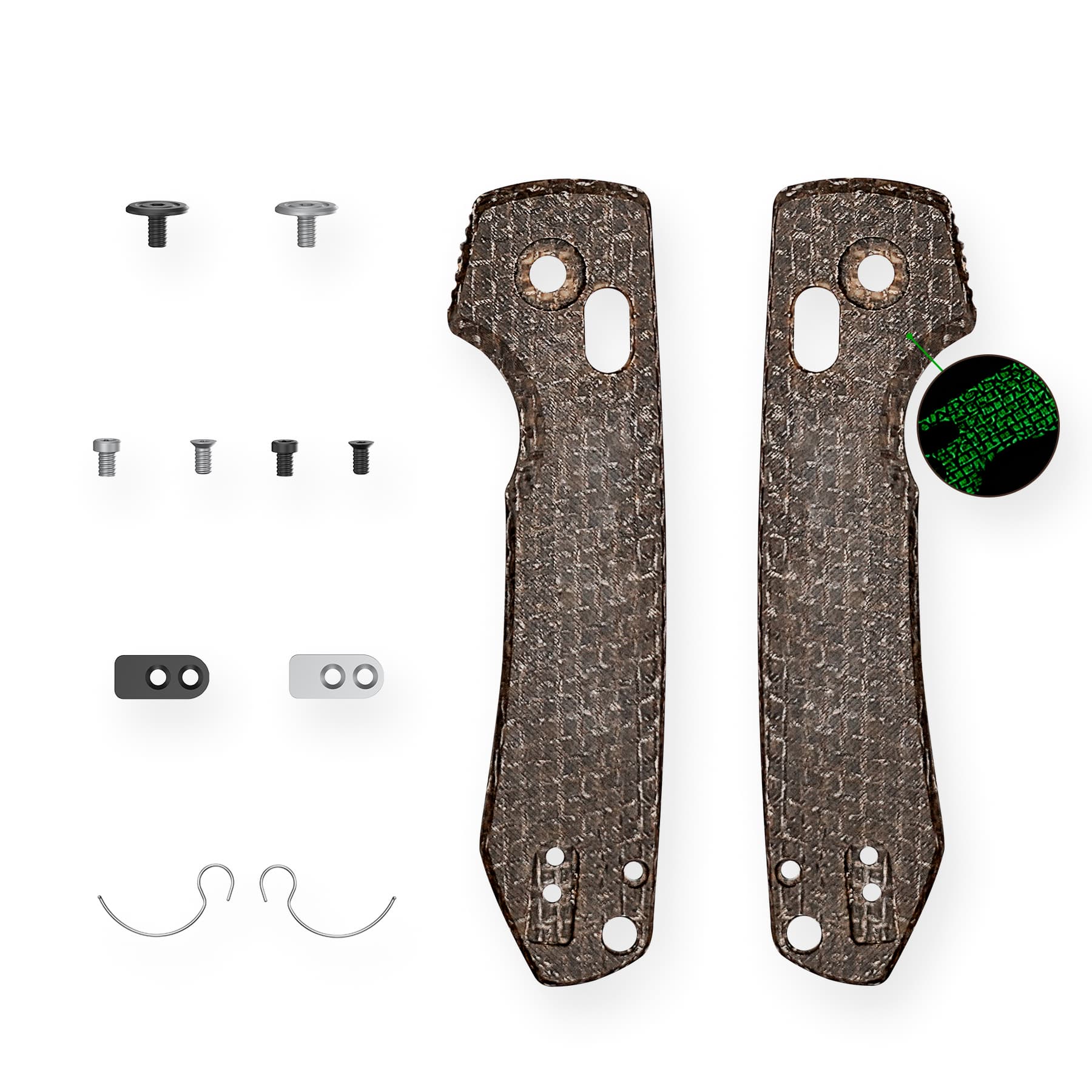 Coming Soon - Raccoon 2.0 Crossbar Lock Handle Scales Kits - Brown GID Micarta - W0501