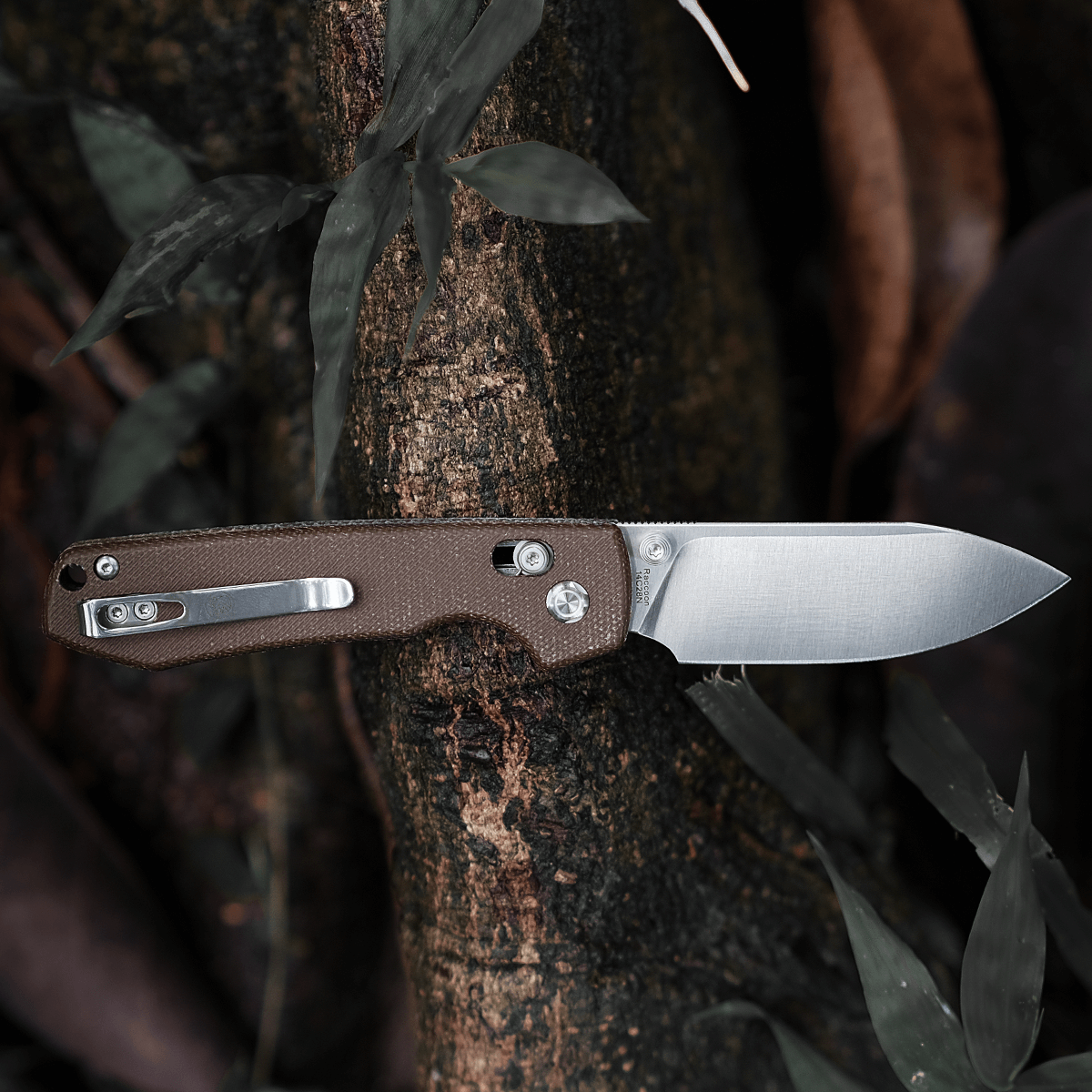 Vosteed Raccoon Crossbar Lock knife in natural setting