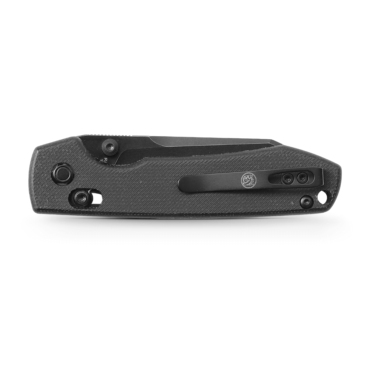 Closed Vosteed Raccoon crossbar lock knife with black handle