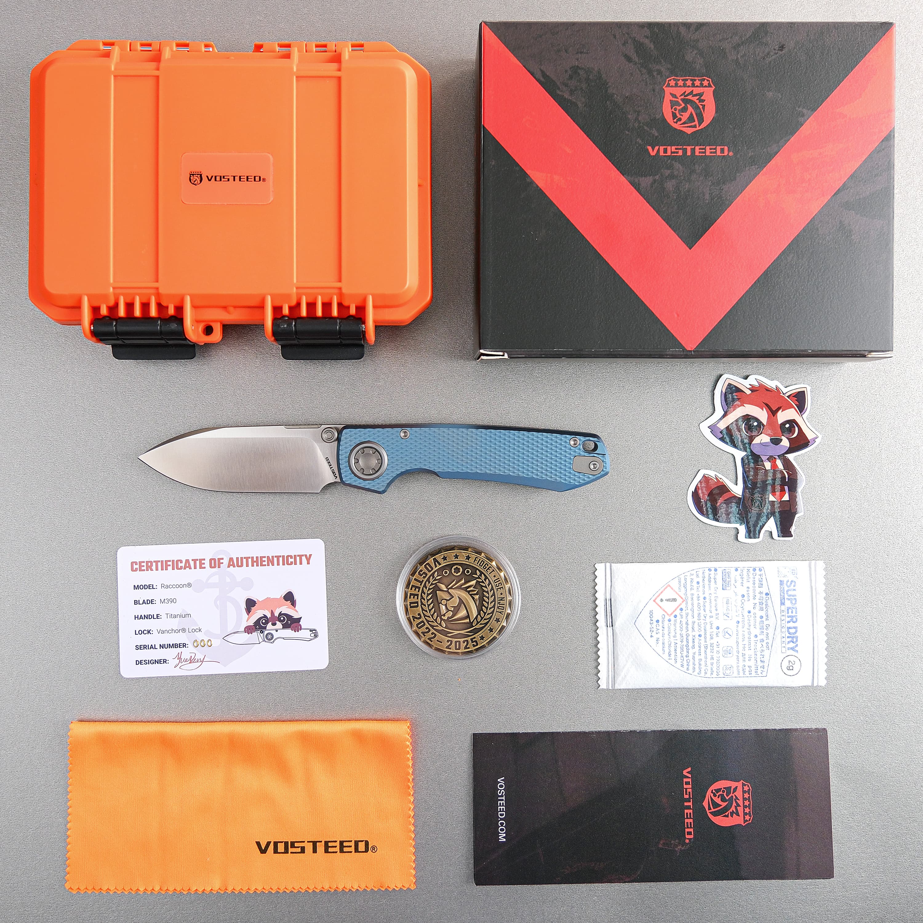 Raccoon® V -Vanchor Lock® (3.22" M390 Blade & Titanium Handle) - A4002