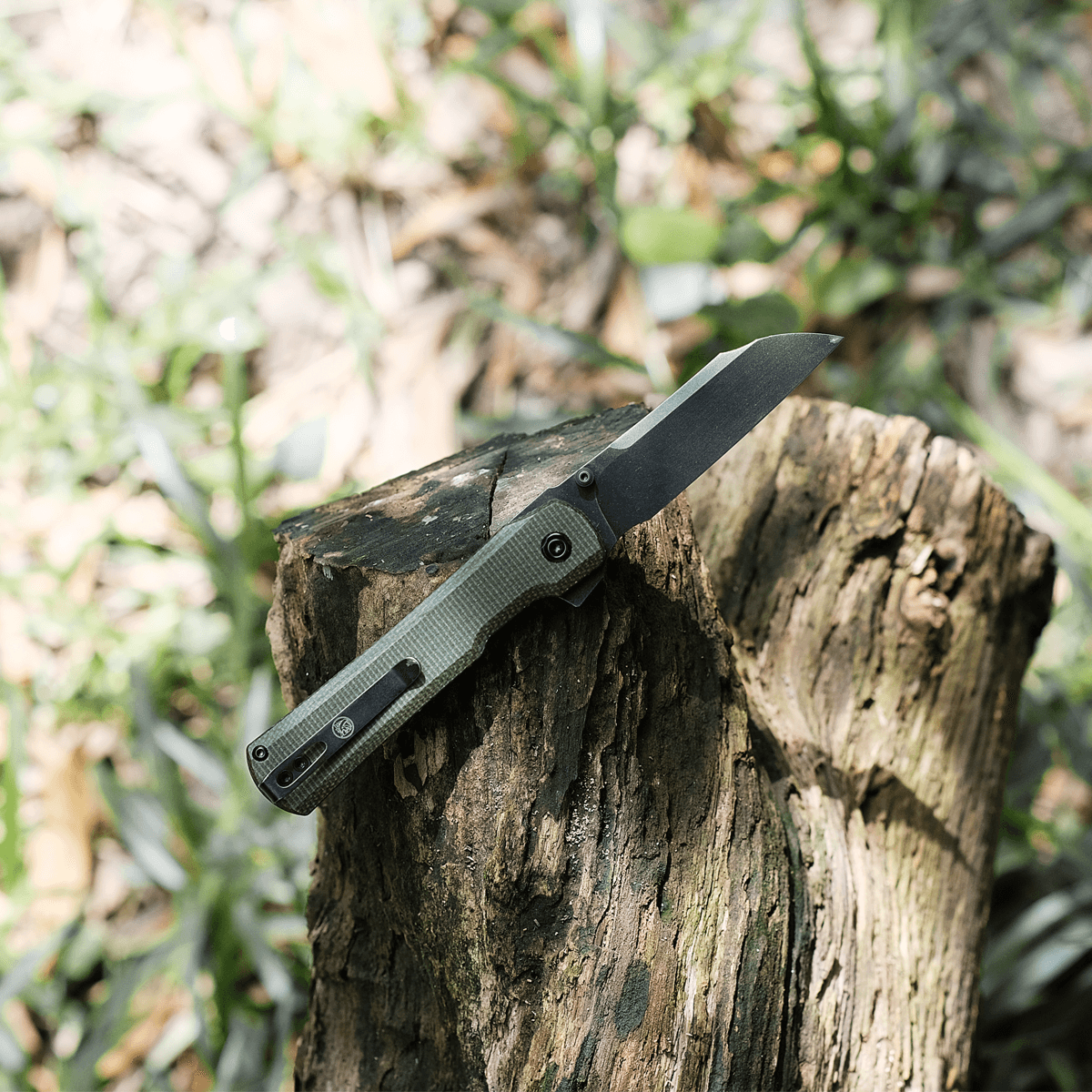 Vosteed Valkyrie Sheepsfoot blade knife on wood