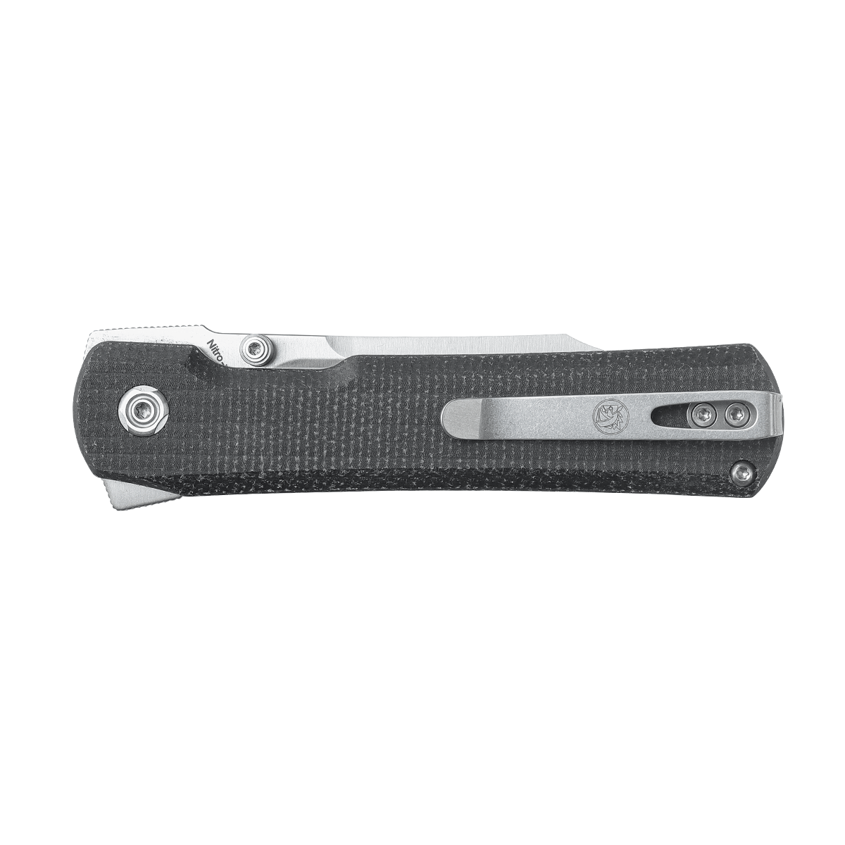 Vosteed Valkyrie Knife with Pocket Clip, Nitro-V Blade, Black Micarta Handle