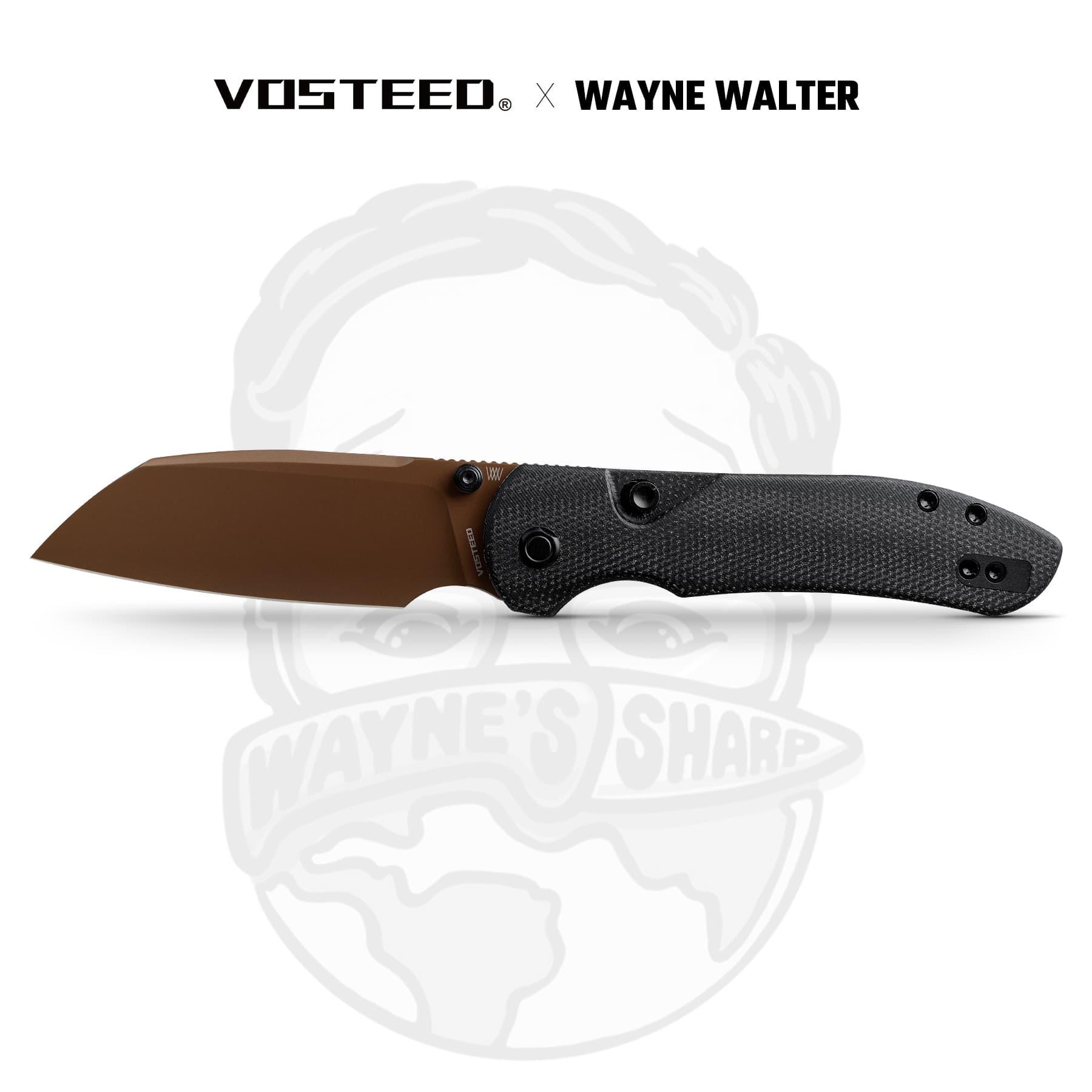 WMK exclusive Vosteed LC Thornton Folding Knife Black Micarta Handle 14C28N Copper Dune Finish A1705