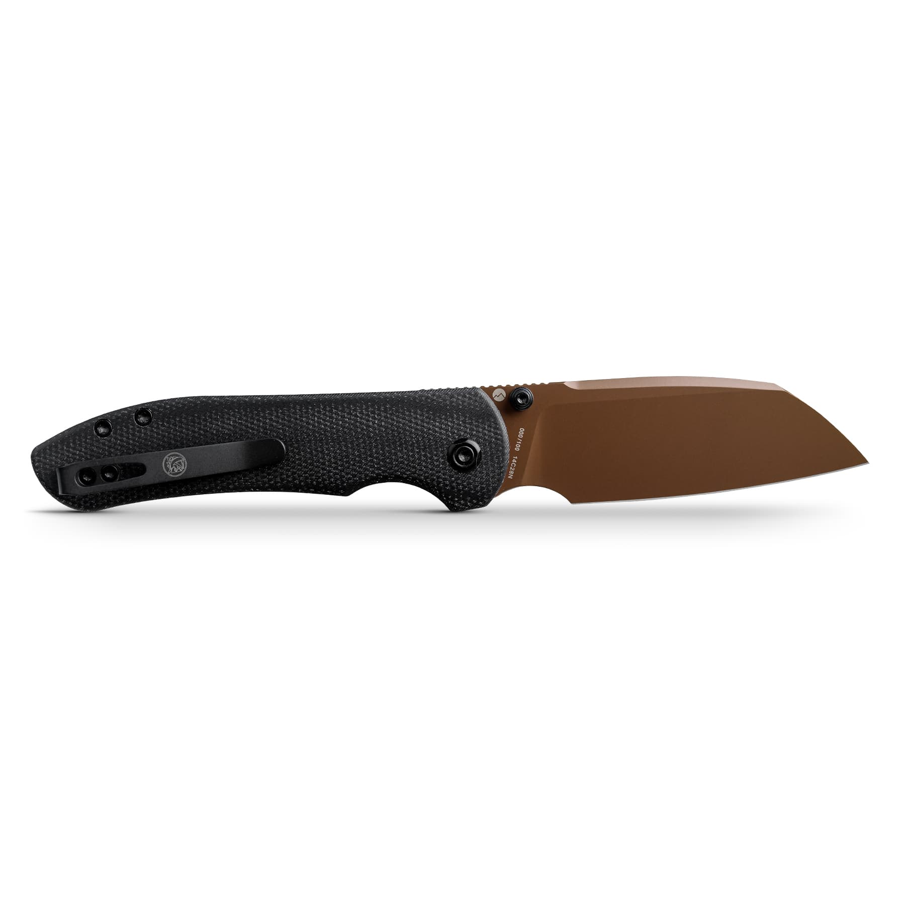 WMK exclusive Vosteed LC Thornton Folding Knife Black Micarta Handle 14C28N Copper Dune Finish A1705