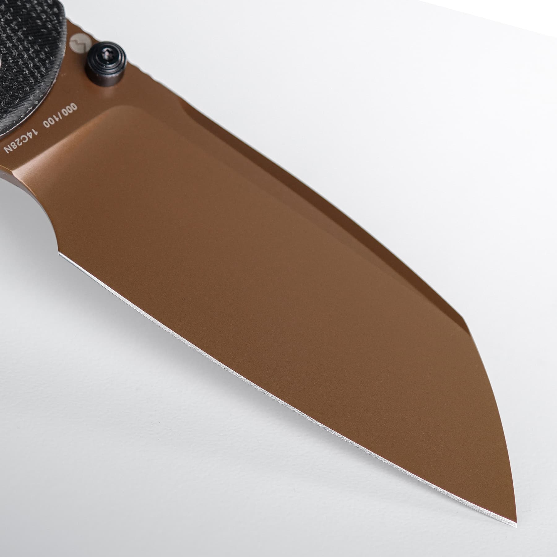 WMK exclusive Vosteed LC Thornton Folding Knife Black Micarta Handle 14C28N Copper Dune Finish A1705