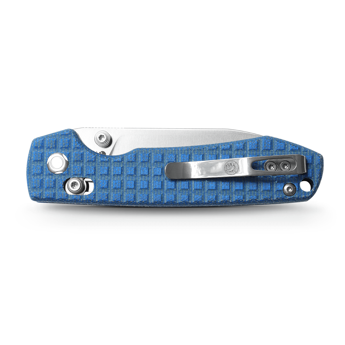 WMK EXCLUSIVE VOSTEED RACCOON CROSSBAR LOCK FOLDING KNIFE BLUE MICARTA FRAG HANDLE 14C28N PLAIN EDGE SATIN FINISH RCCWM2