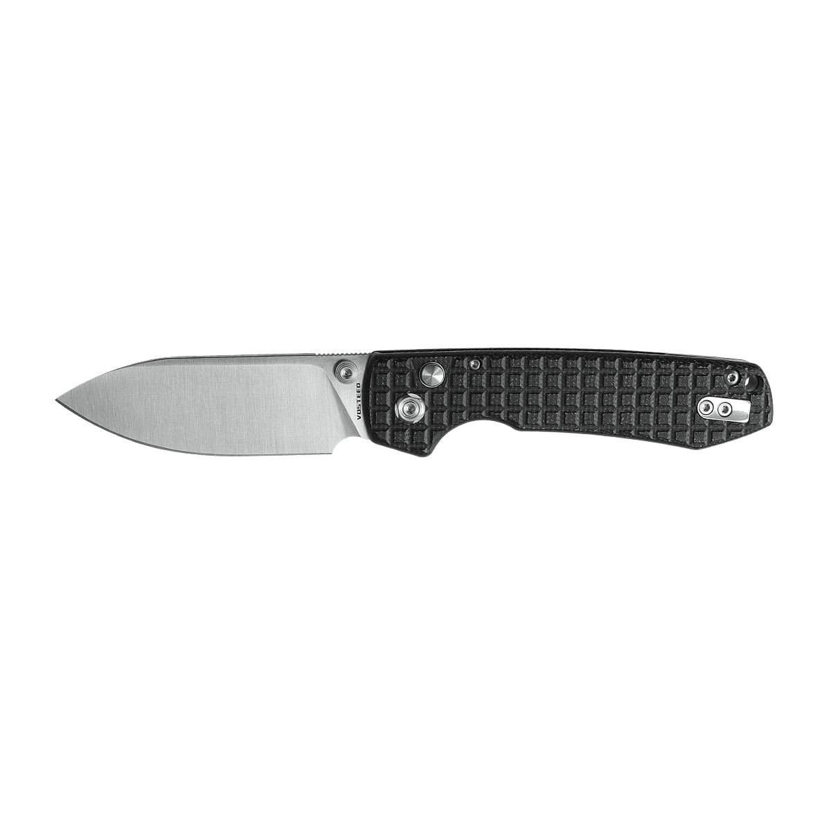 Vosteed Raccoon Folding Knife Black Micarta Frag Pattern Handle