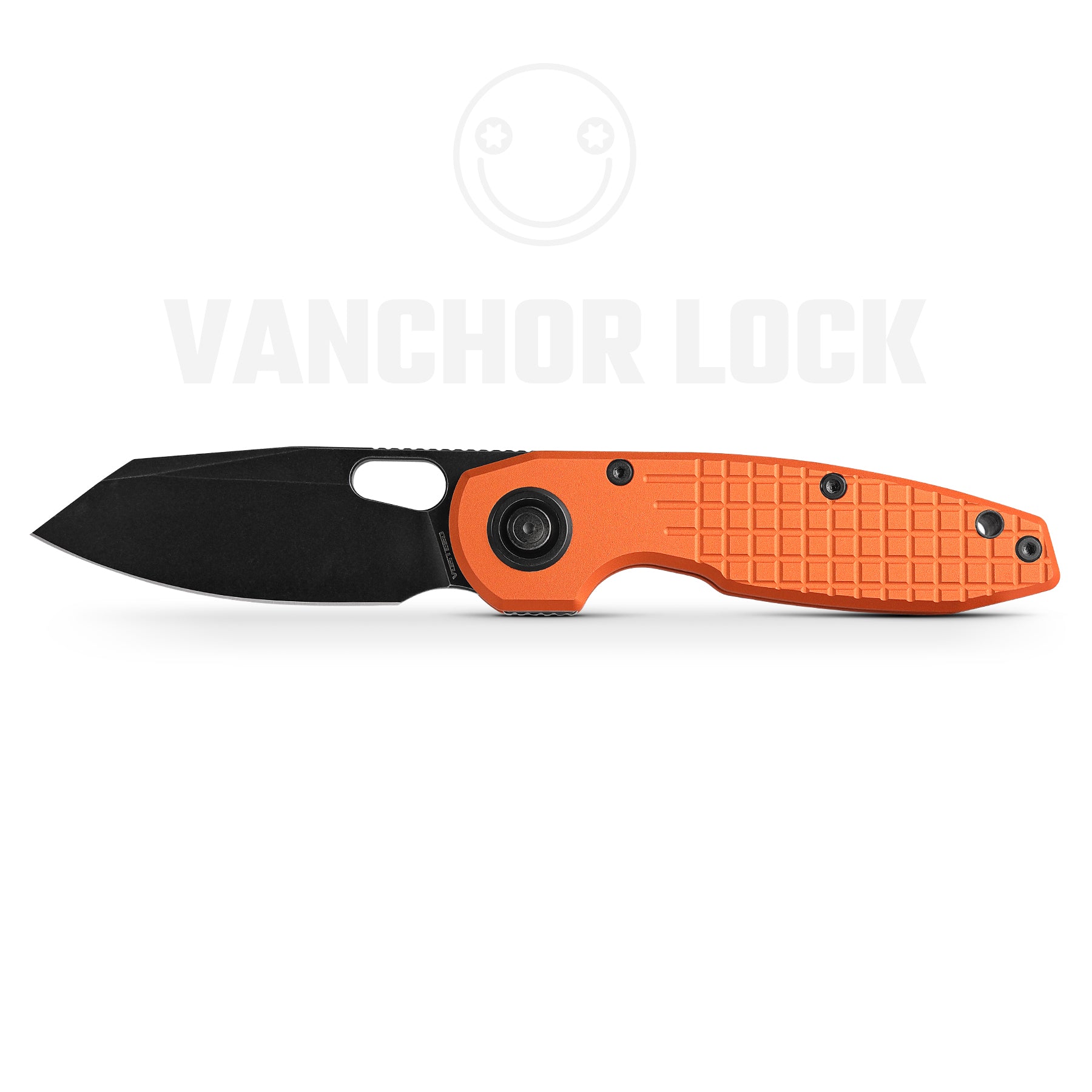 Vosteed Ankylo knife with Vanchor Lock, orange handle and Elmax blade