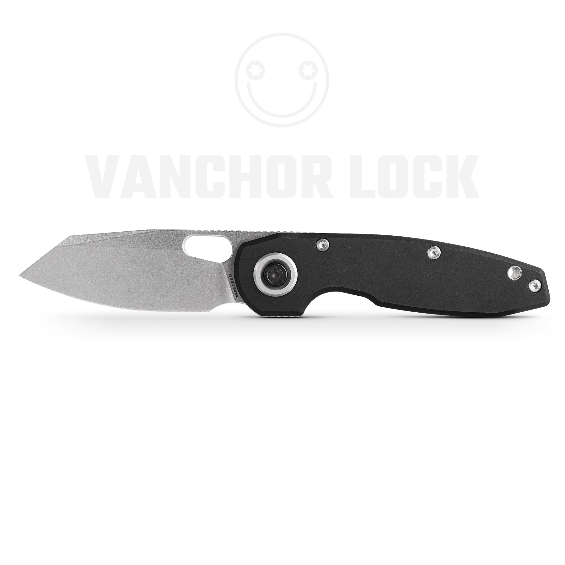 Vosteed Ankylo knife with Vanchor Lock - Black Aluminum Handle and Elmax Blade