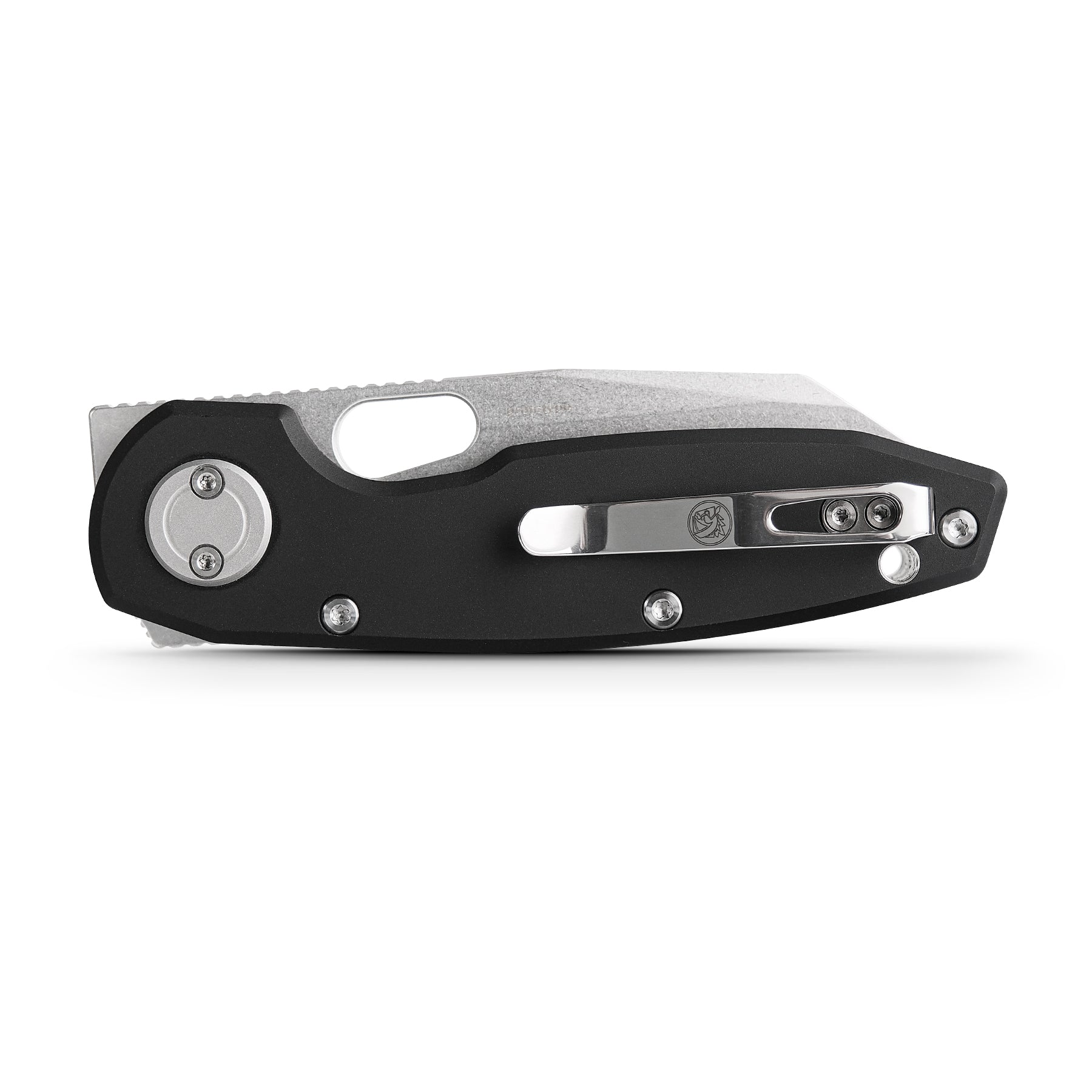 Vosteed Ankylo knife with black aluminum handle and pocket clip