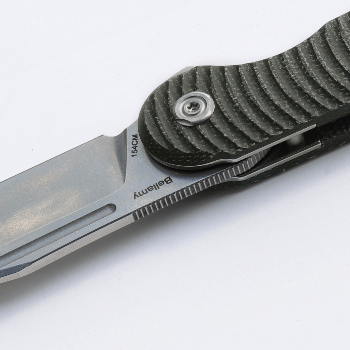 Vosteed Bellamy knife blade detail with 154CM steel