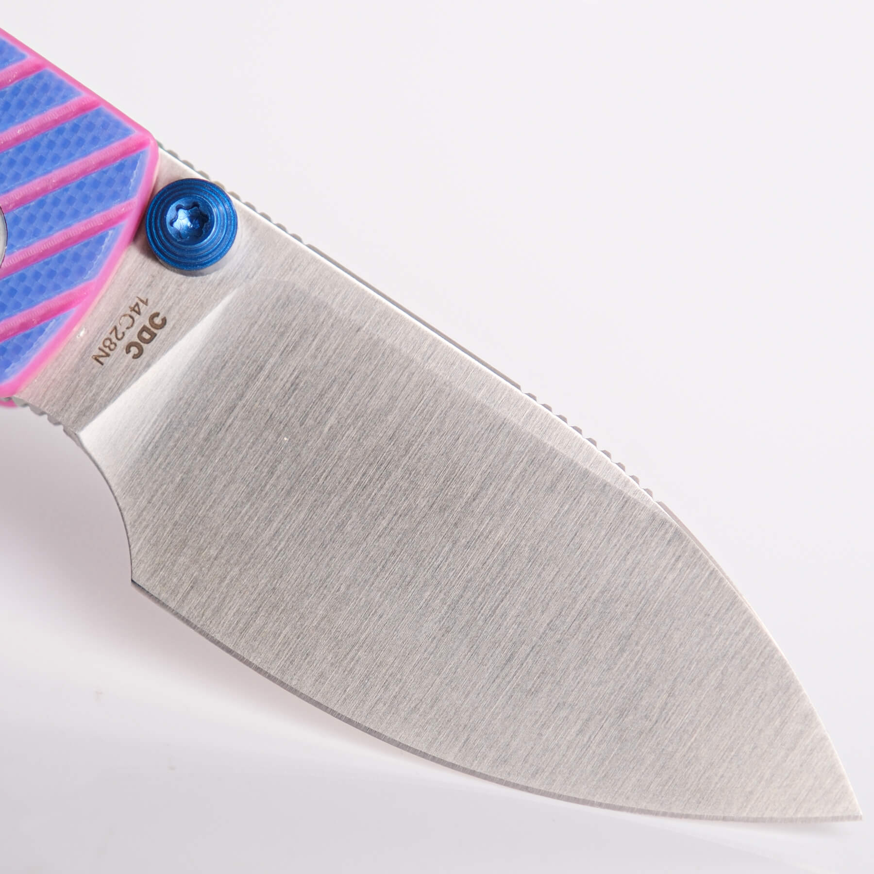 Vosteed Raccoon Cub knife blade detail, 14C28N steel, EDC knife