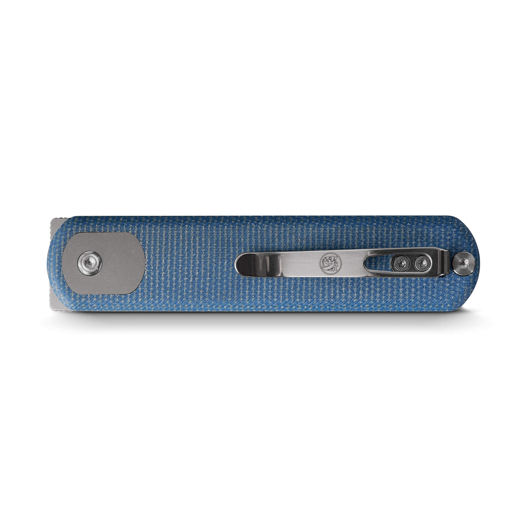 Vosteed Corgi Knife - Blue Micarta Handle Pocket Clip Detail