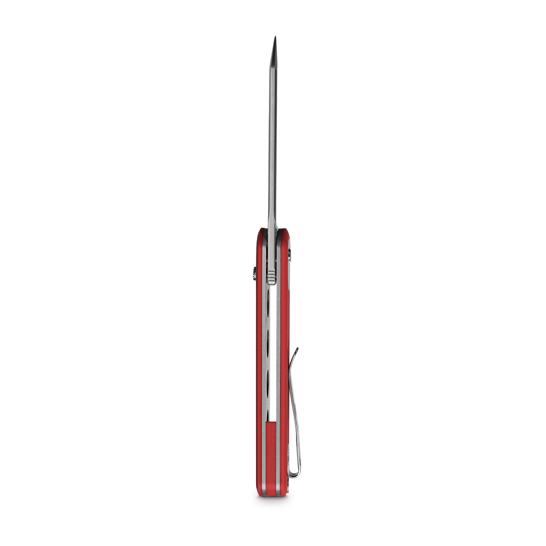 Vosteed Corgi knife side view, red G10 handle