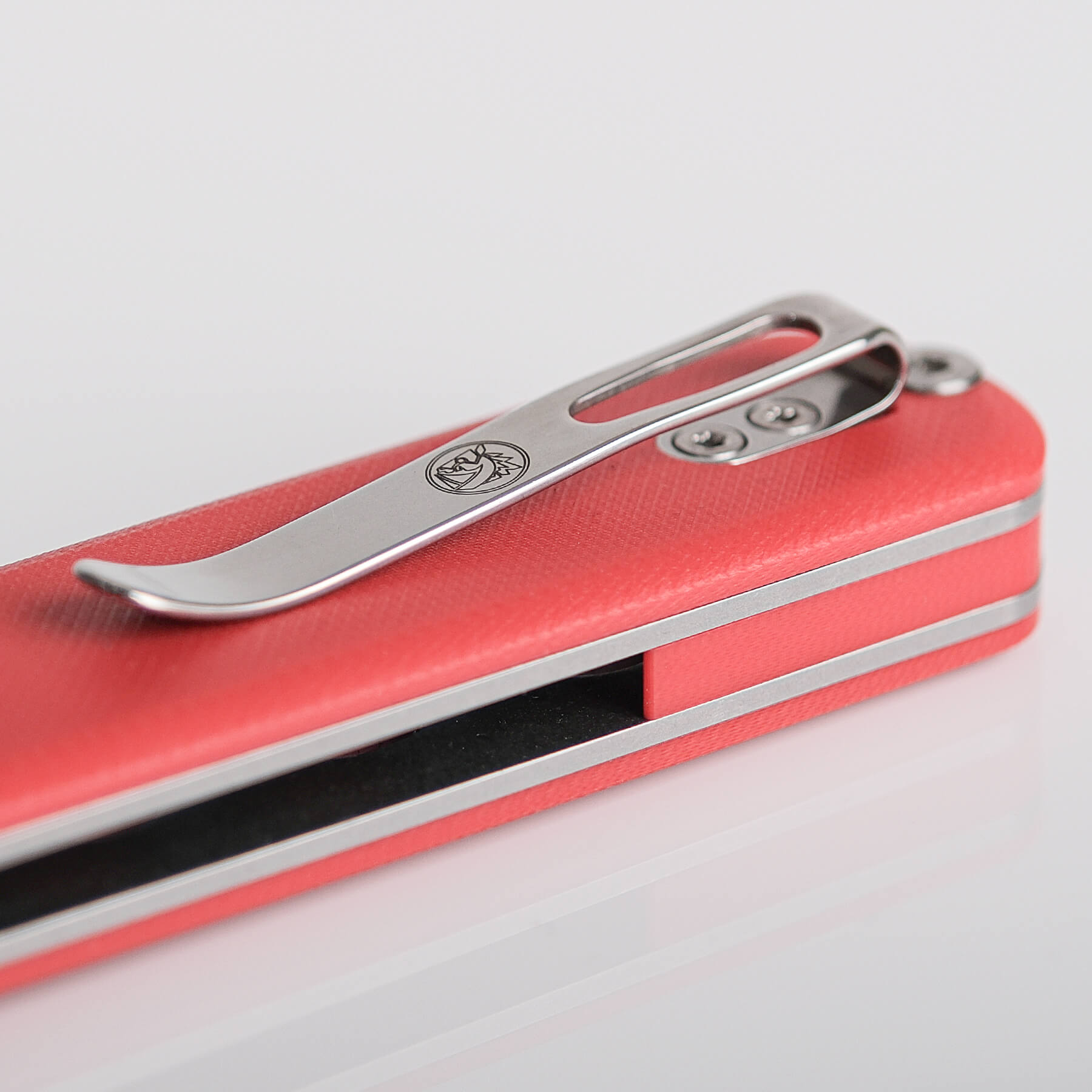 Vosteed Corgi Knife Pocket Clip Detail - Red G10